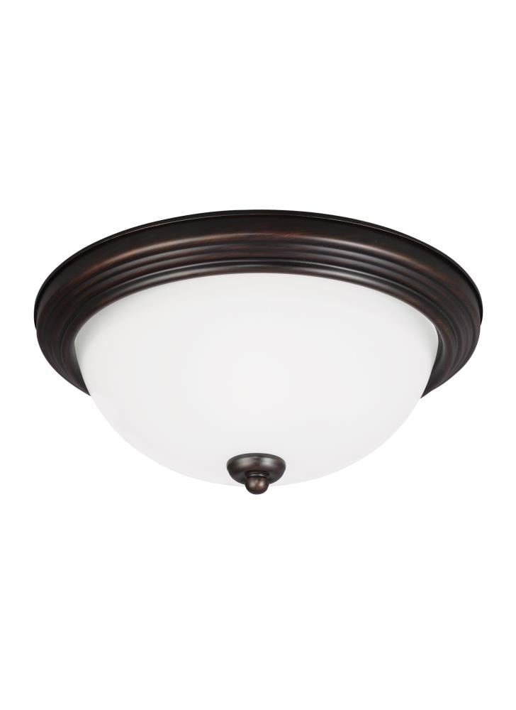 Bronze Satin Etched Glass Dual LED Flush Mount Ceiling Bowl
