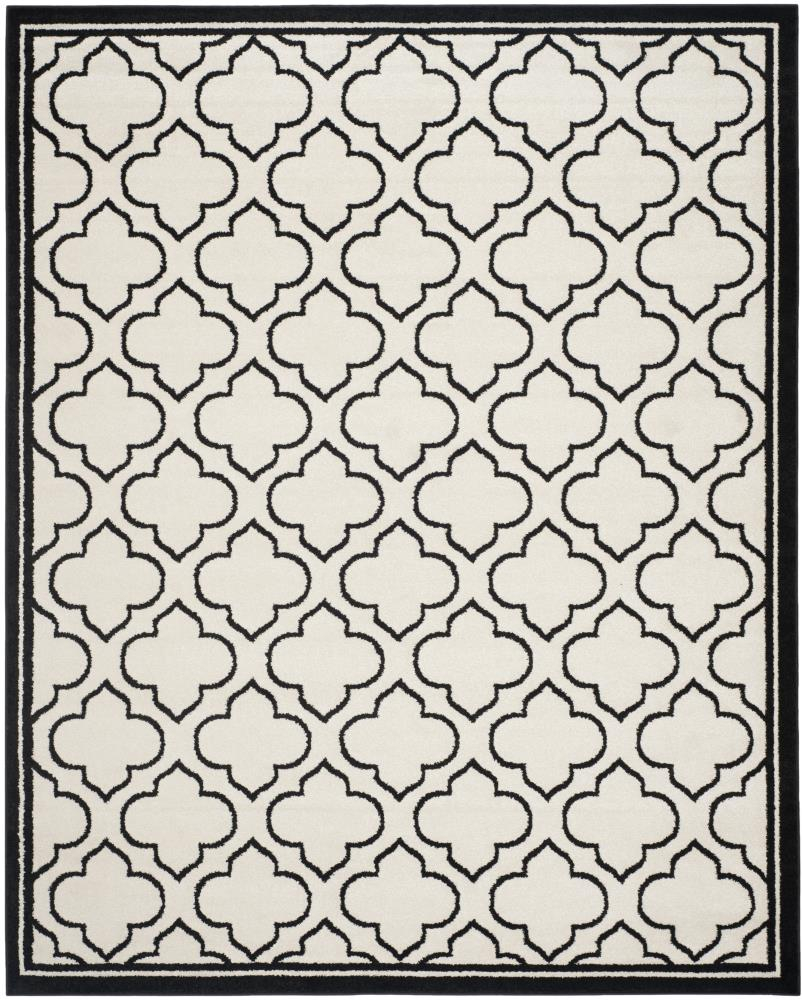 Safavieh Moroccan 9 x 12 (ft) Loomed Polypropylene Ivory/Anthracite Rectangular Indoor Trellis Area rug