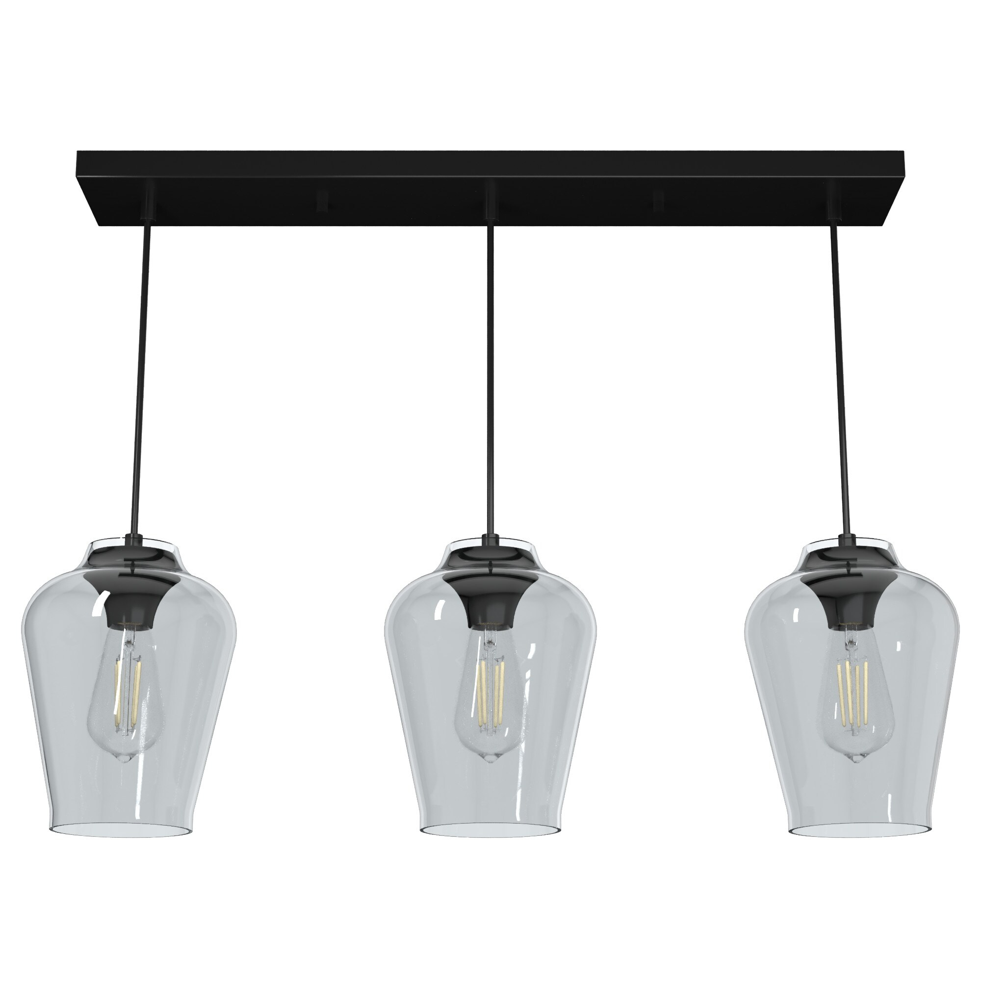 Hunter Vidria Matte Black 3 Light Linear Cluster Ceiling Light Fixture