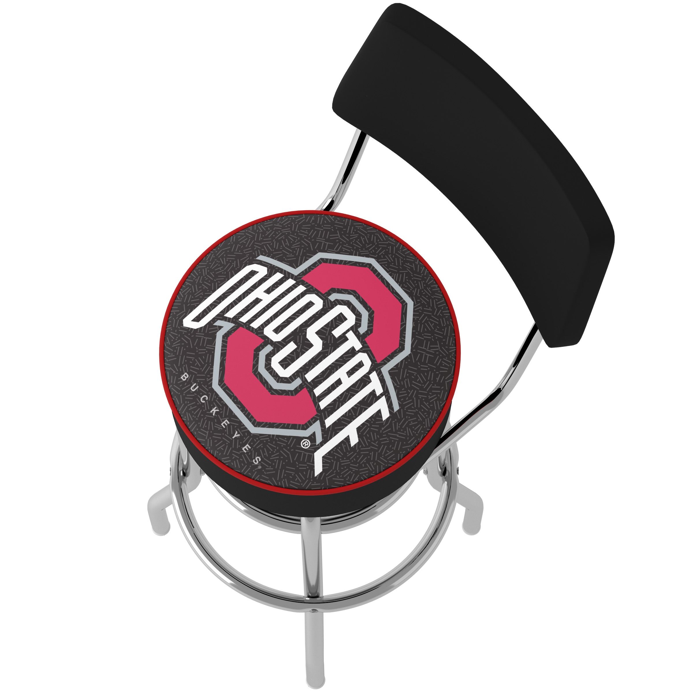 Trademark Gameroom Ohio State Buckeyes Bar Stools with Backs Chrome 31.0-in H Bar height Round seat Swivel Metal Bar Stool and Back