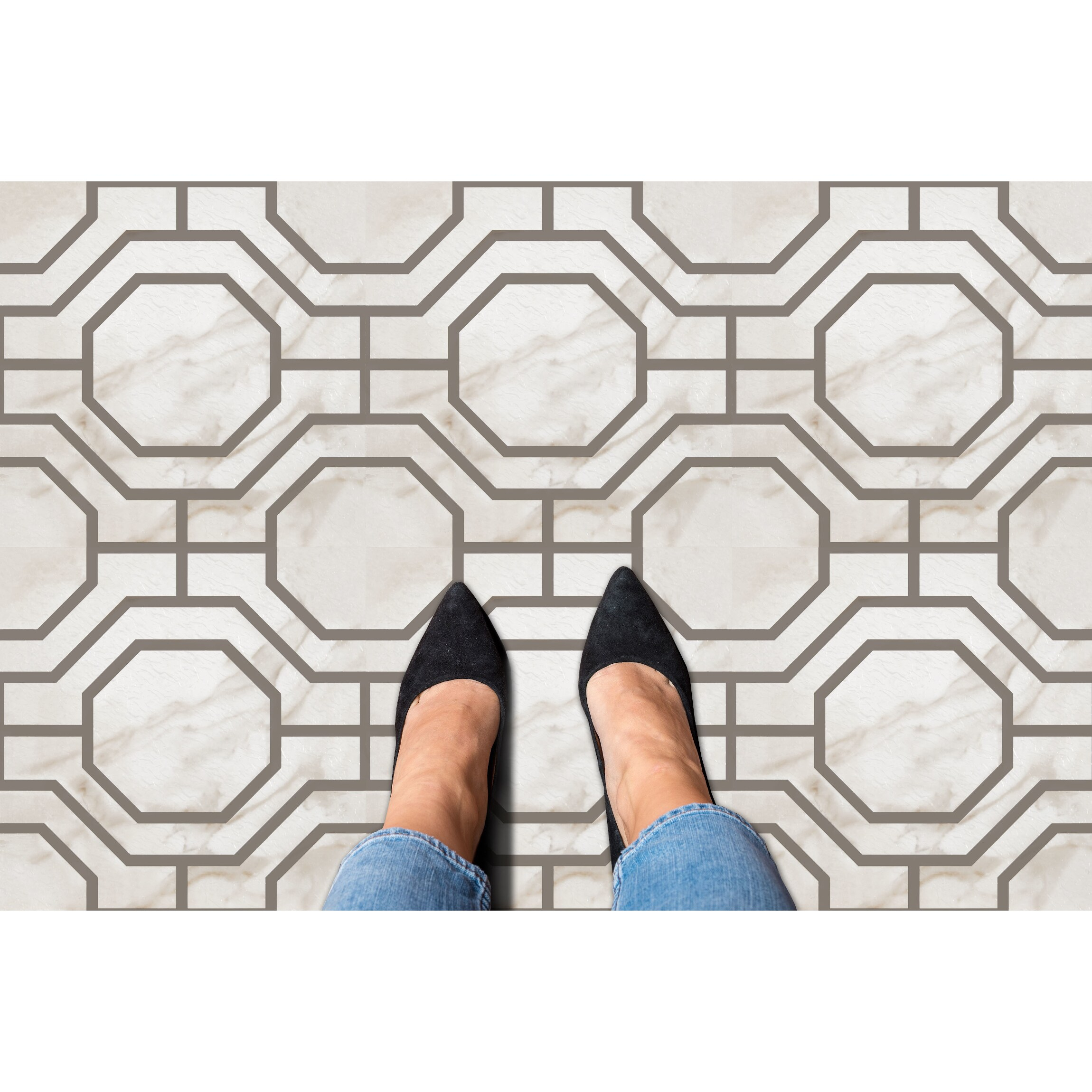 Achim Retro 12x12 Self Adhesive Vinyl Floor Tile - Octagon - 20 Tiles/20 sq. ft.