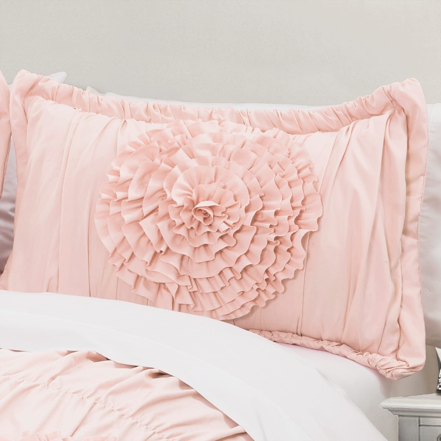 Lush Decor Serena Pink Polyester Textured Comforter, Full/Queen (3 Count)