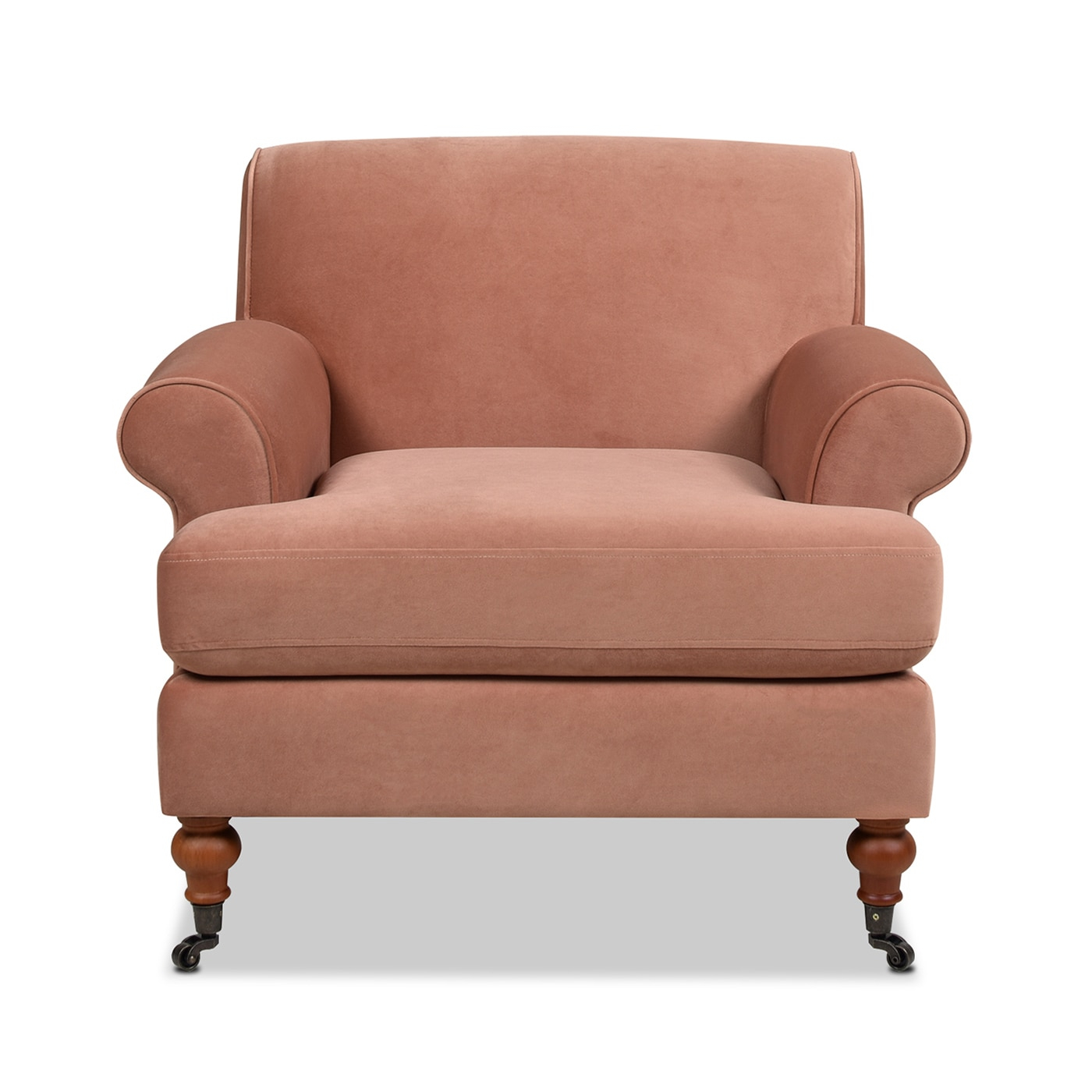 Jennifer Taylor Home Alana 38" Lawson Large Living Room Accent Arm Chair with Metal Casters, Peach Orange
