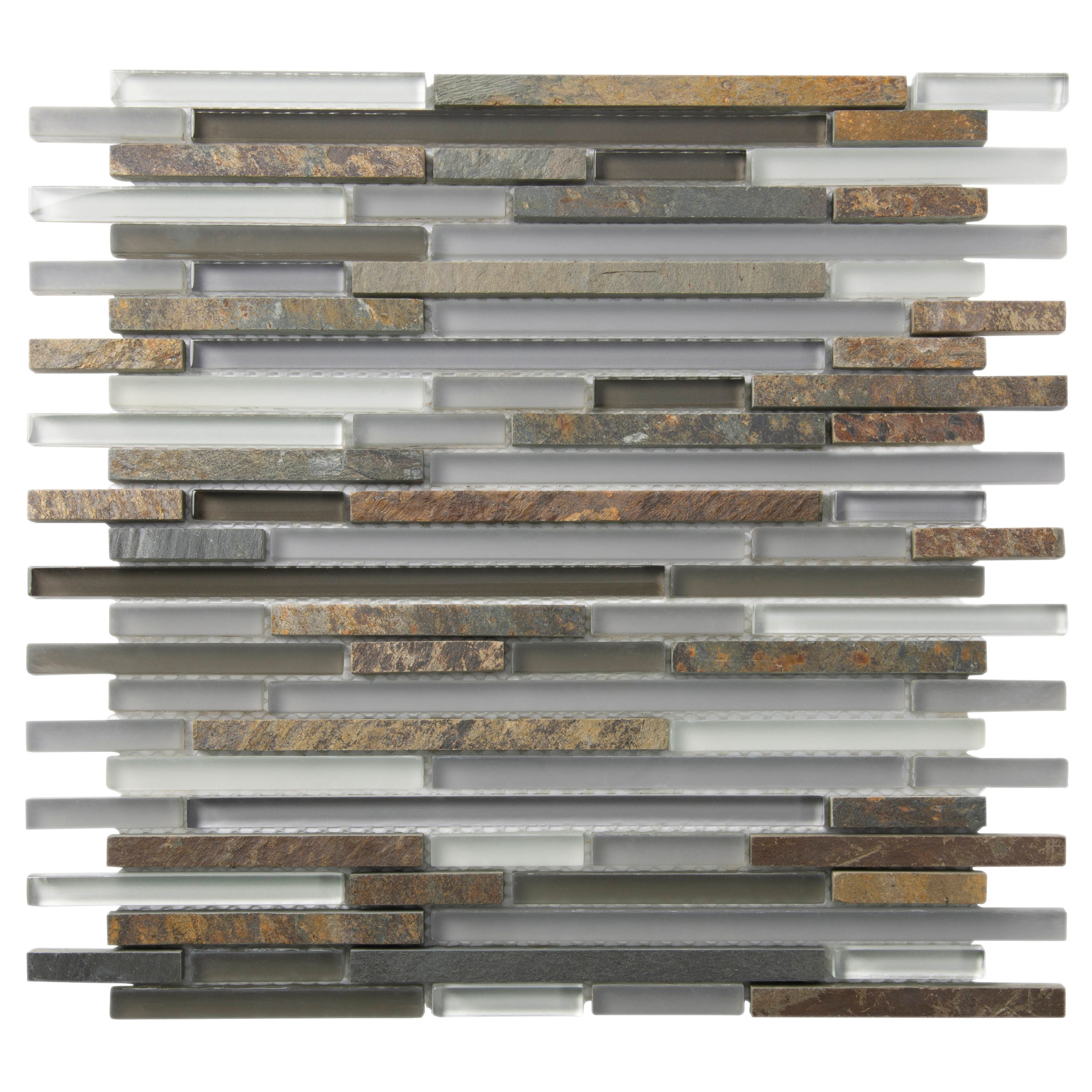 Apollo Tile   5 pack 11.8-in x 11.8-in Waterfall Gray and Beige Glass and Stone Mosaic Tile (4.83 Sq ft/case)