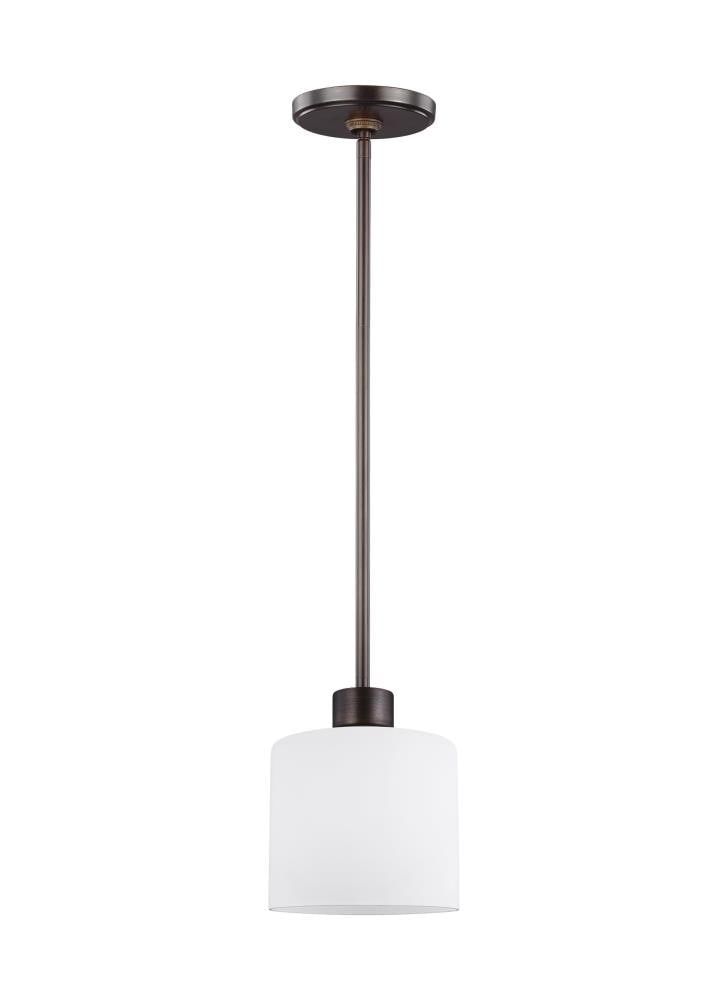 Canfield Contemporary Mini-Pendant in Bronze with Etched Glass