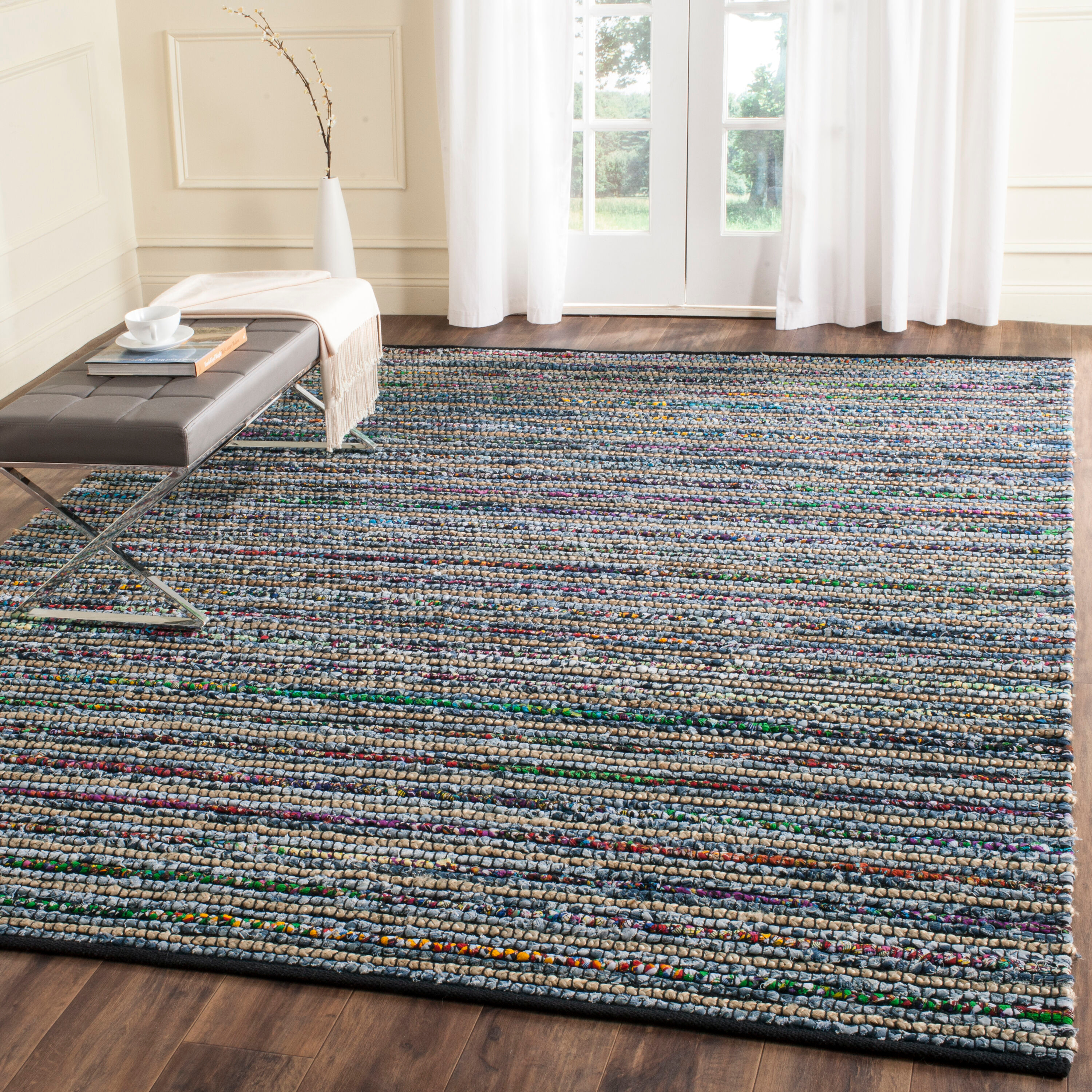 Cape Cod Multi-Color Natural Handmade Cotton 9' x 12' Area Rug