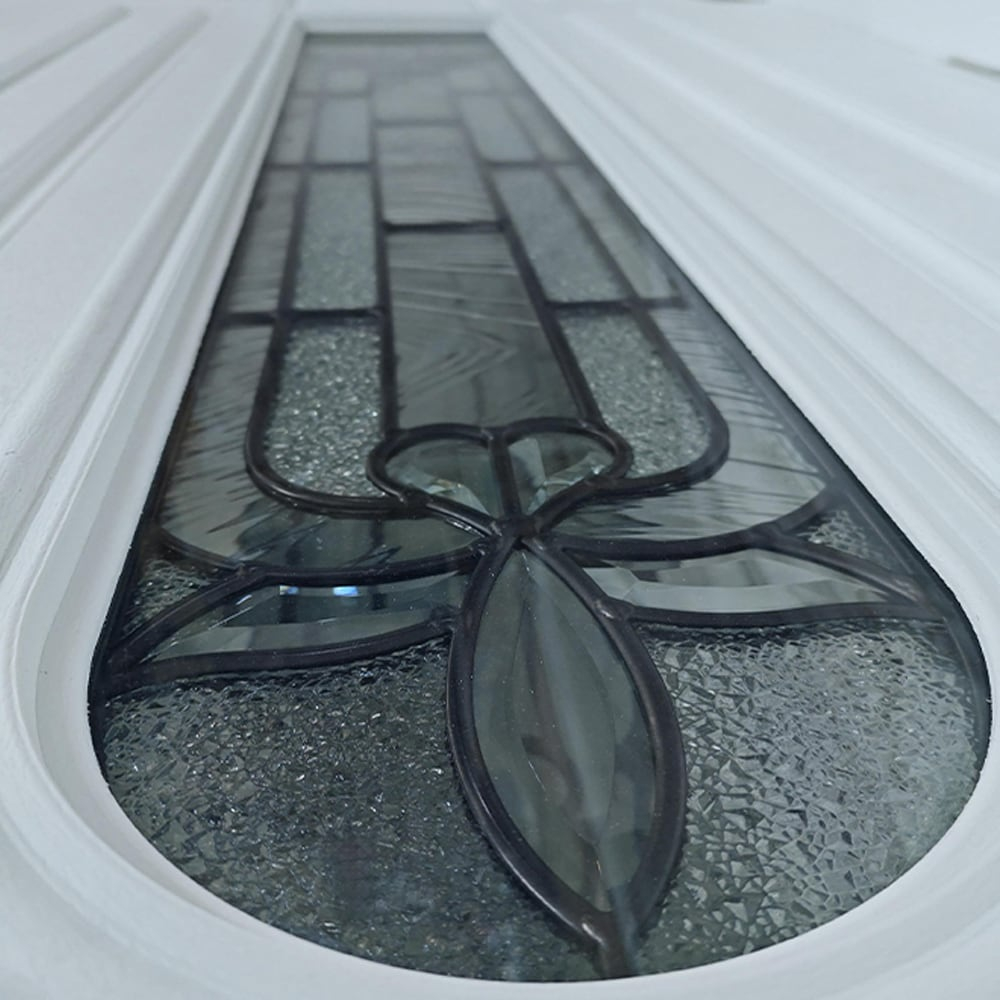 Calhome Modern Exterior Fiberglass Front Entry Door Slab with Designer Decorative Glass Door Slab Only