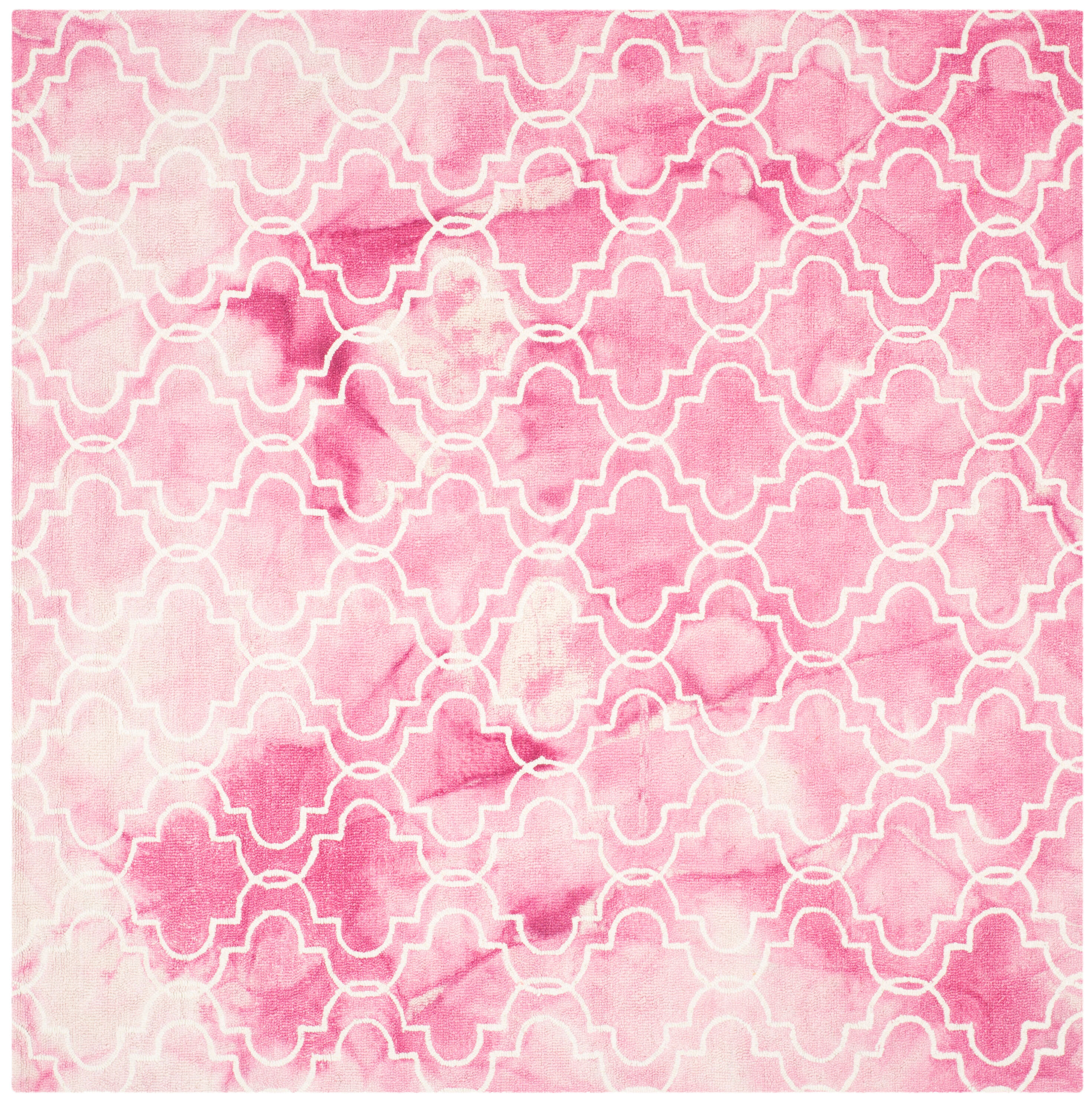 Dip Dye DDY676 Hand Tufted Indoor Area Rug - Rose/Ivory - 7'x7' - Safavieh