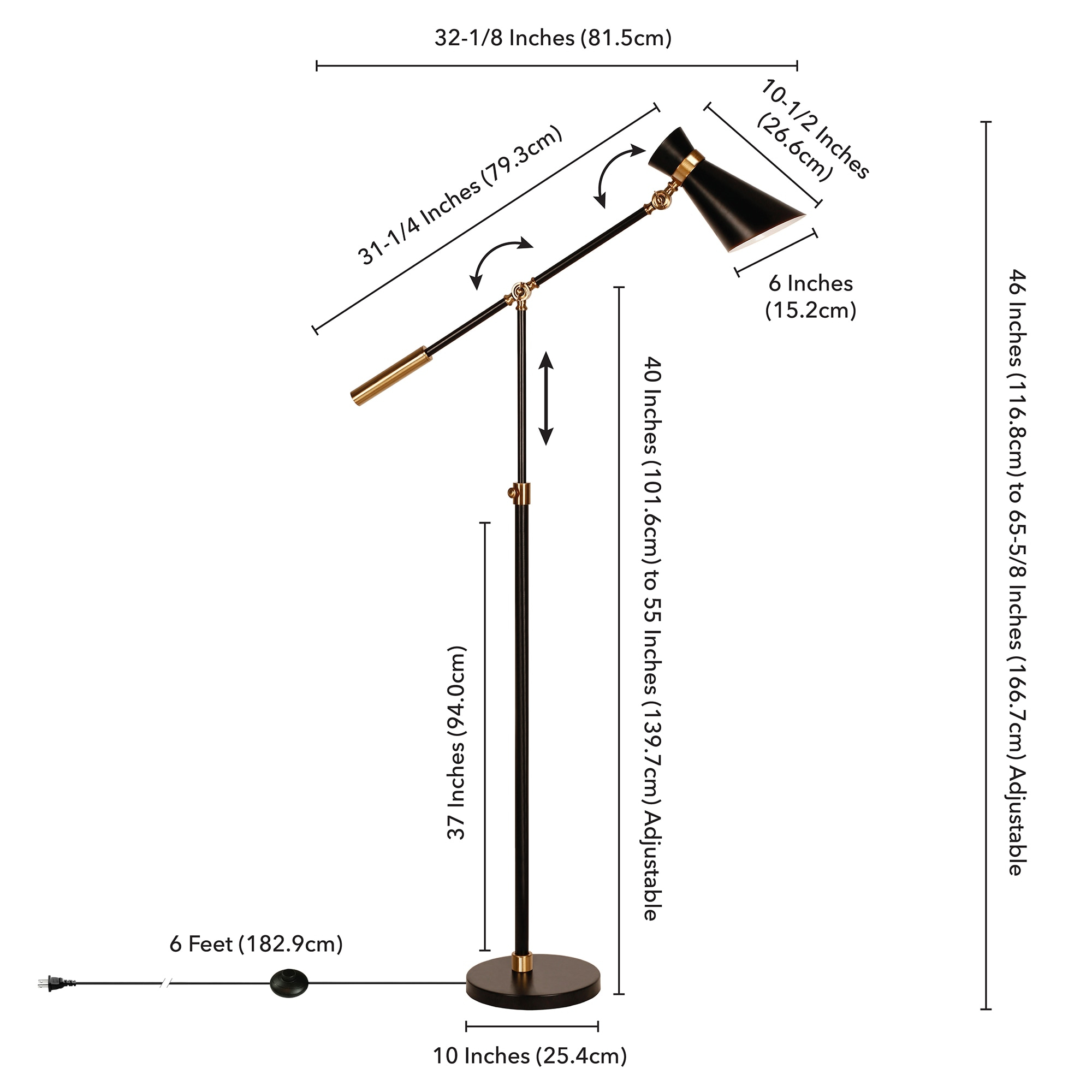 Evelyn&Zoe Industrial Metal Height-Adjustable Two-Tone Floor Lamp