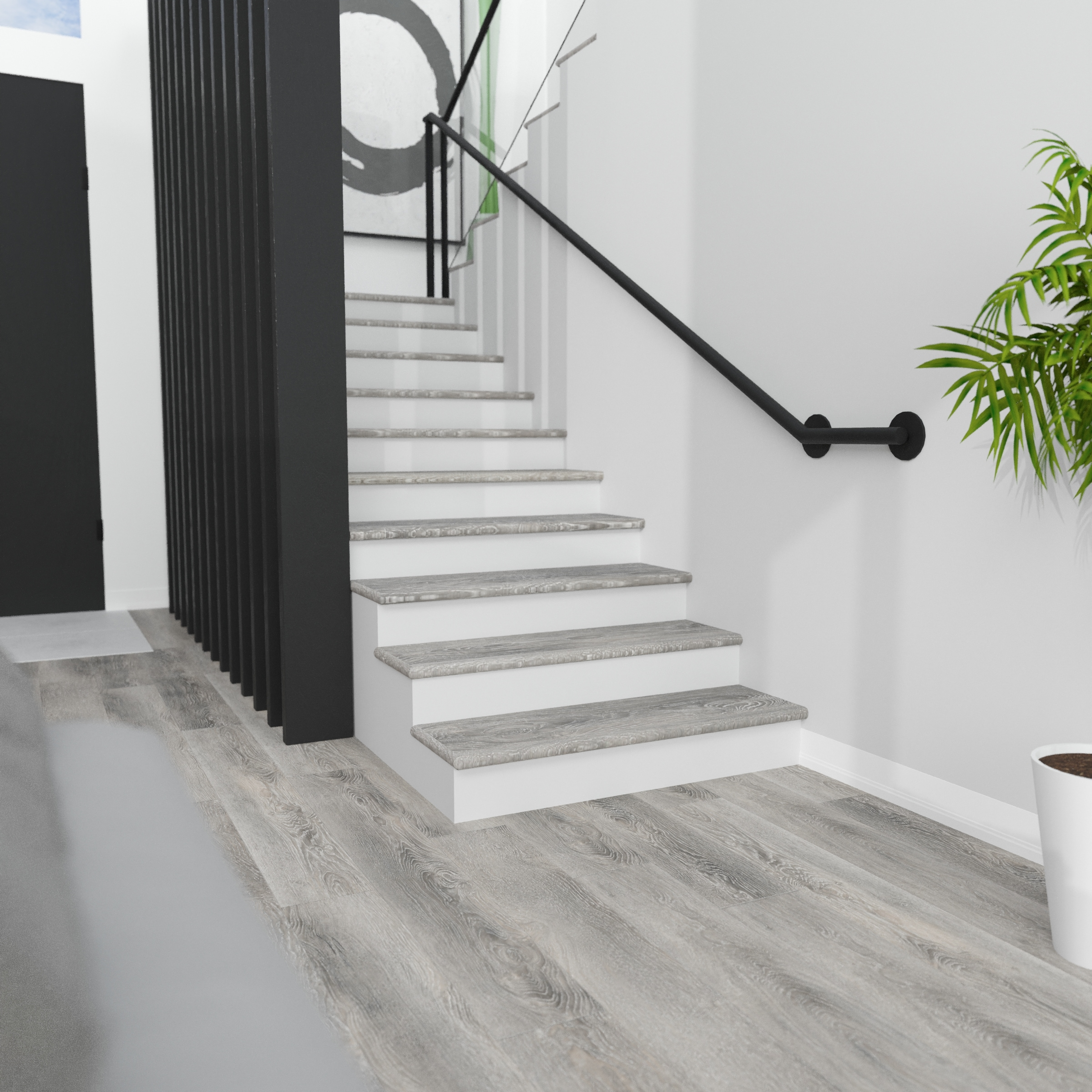CALI Longboards 49.8-in x 12.2-in x 1.73-in Gray Vinyl Reversible return Eased edge Stair Tread