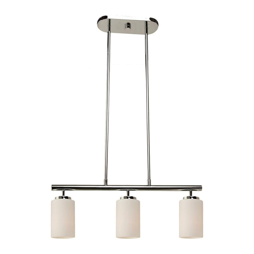 Generation Lighting Oslo 3 -Light Chrome Transitional Opal glass Cylinder Medium Hanging Kitchen island light