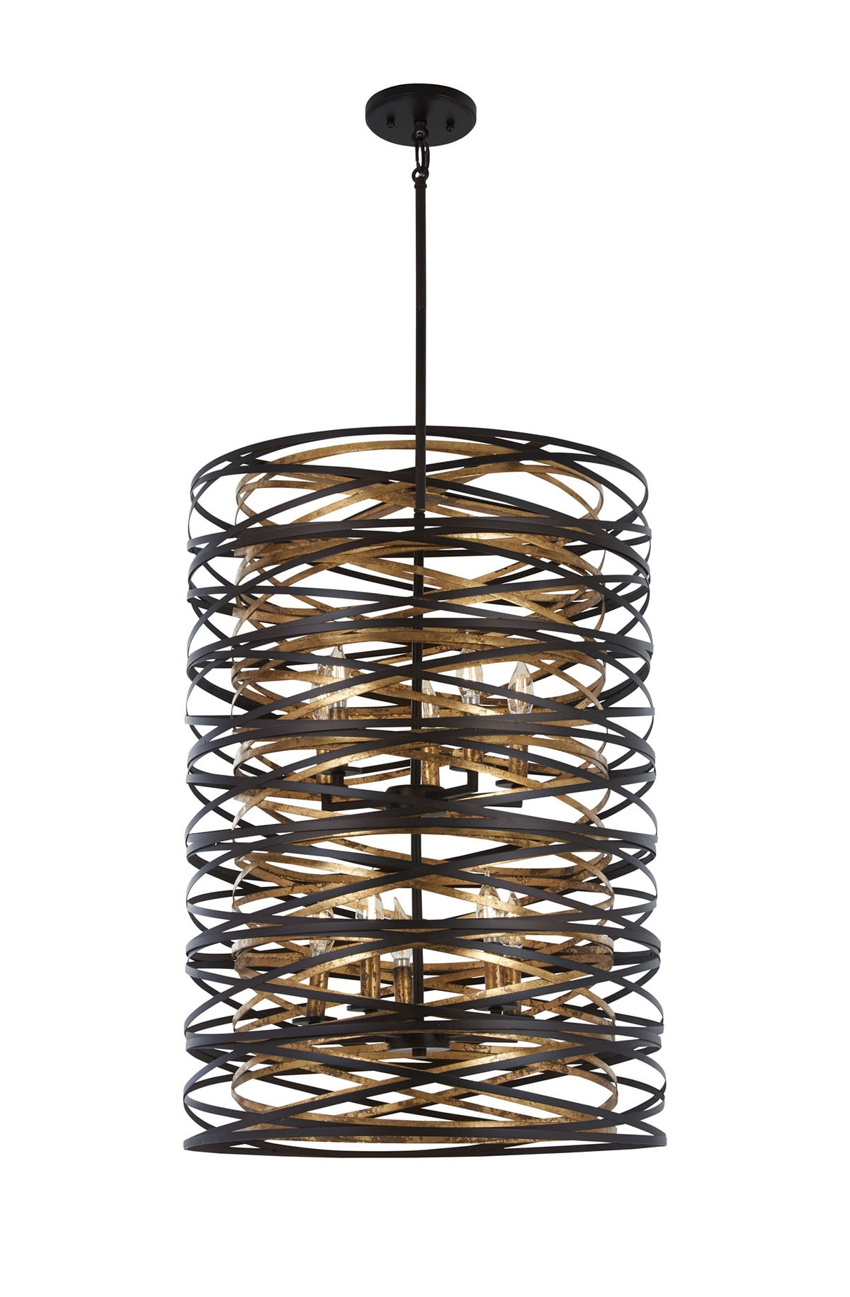 Minka Lavery Vortic Flow 21" Wide Dark Bronze and Gold 10-Light Pendant