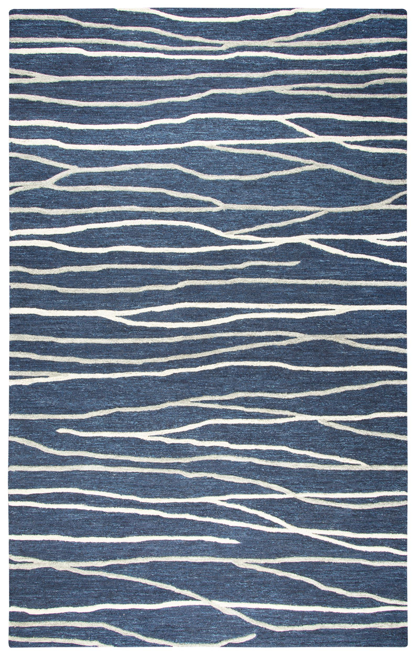 Rizzy Home Hand-tufted Idyllic Navy Wool Lines Area Rug - 8' x10'