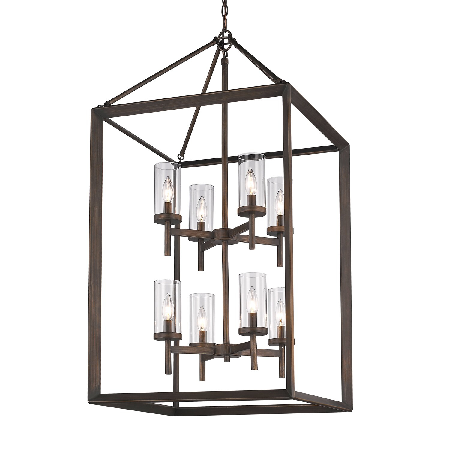 Golden Lighting Smyth 8-Light Pendant in Gunmetal Bronze with Clear Glass