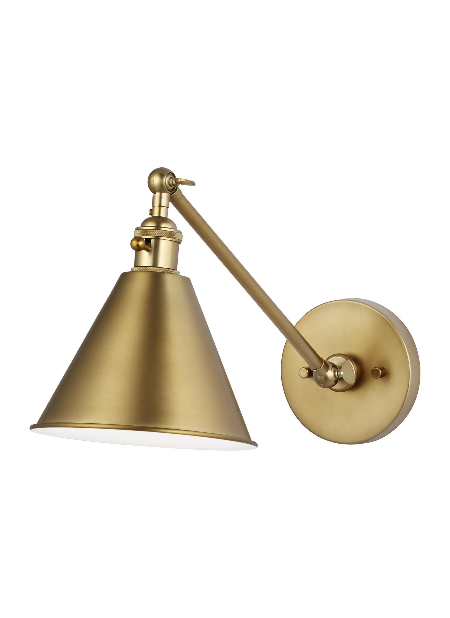 Salem 1-Light Satin Brass Wall Sconce with Satin Brass Metal Shade