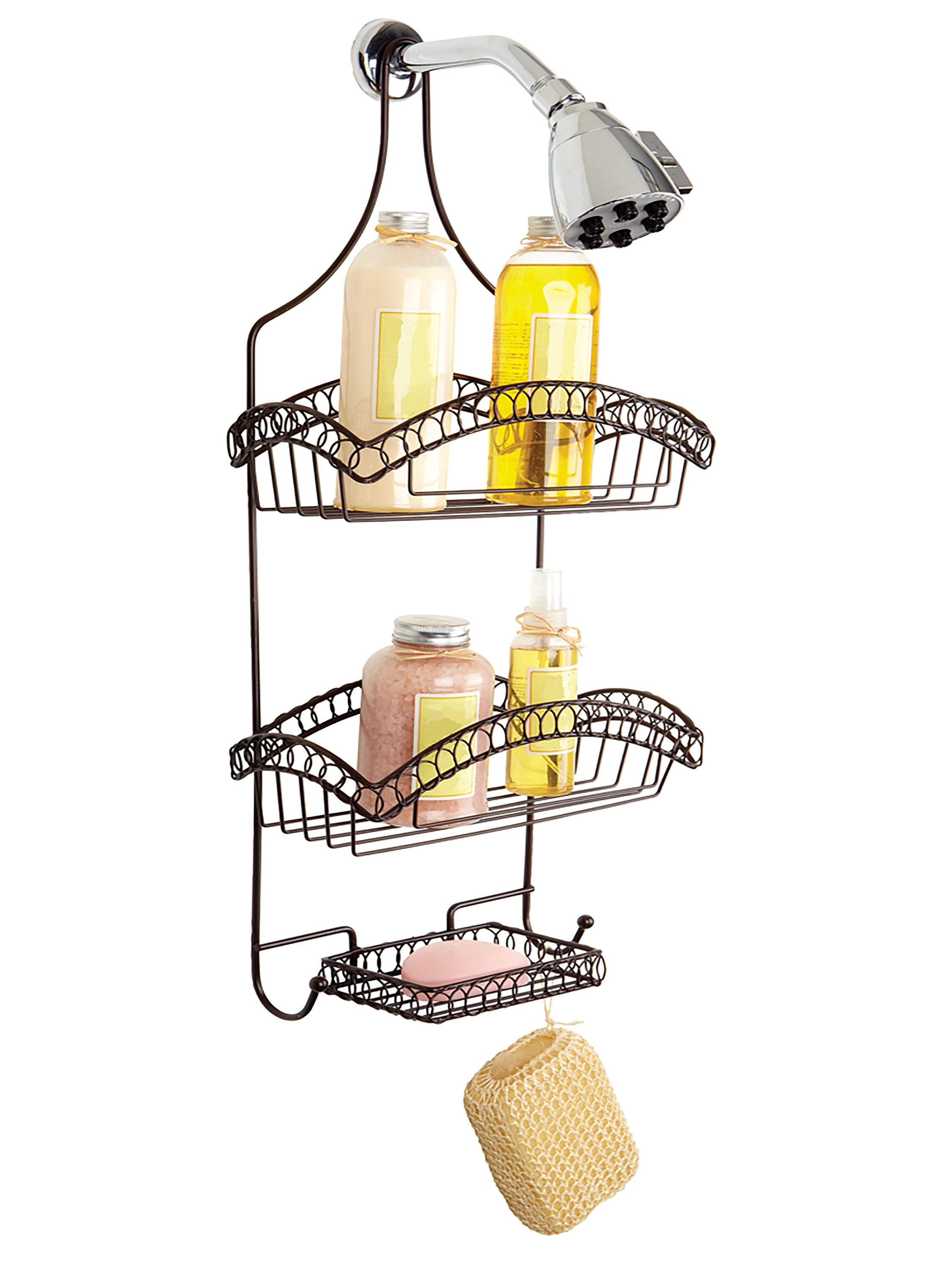 Bath Bliss Shower Caddy, Iron Curls Design, Bronze