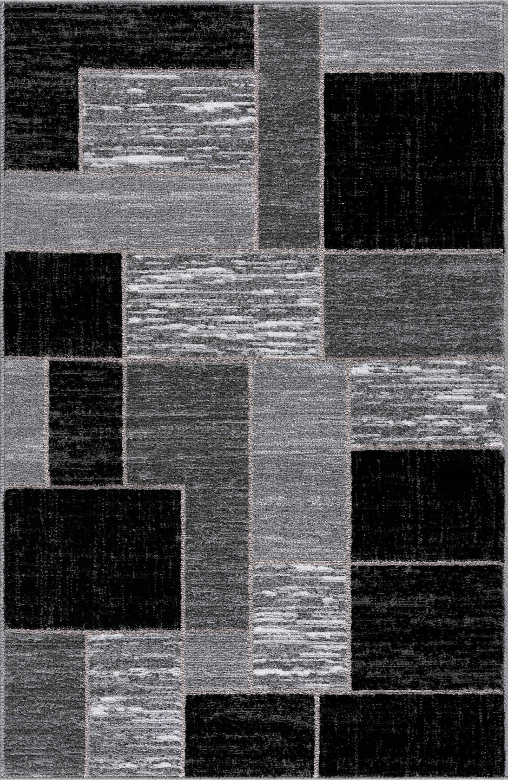 L'Baiet Verena Geometric Area Rug Black Grey 2' x 3' Small Throw Rugs Carpet for Living Room, Bedroom, Dining Table, Office, Hallway, Foyer | Neutral Colorful Modern Abstract Home Decor