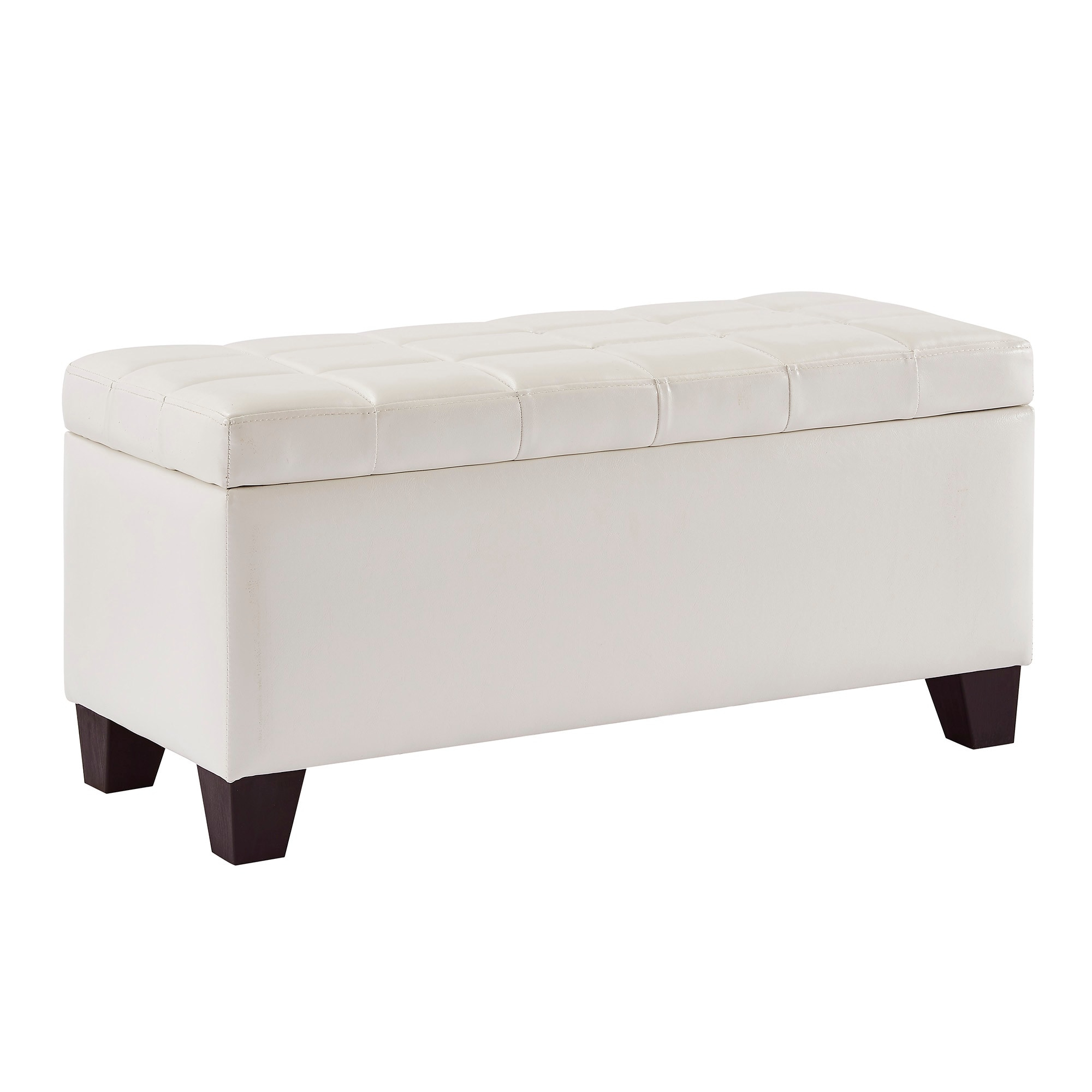 Modern Faux Leather Rectangular Storage Ottoman Bench White