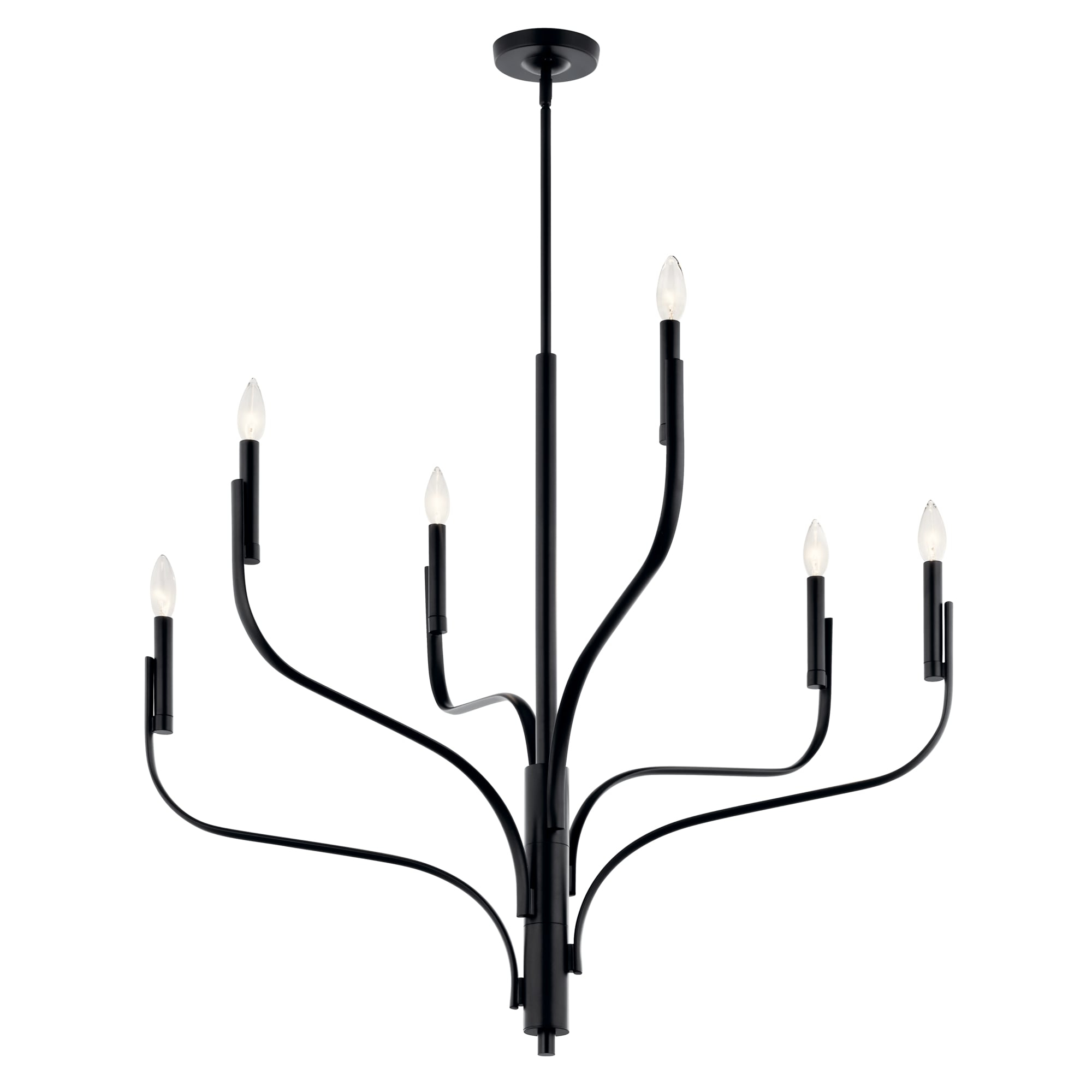 Kichler Livadia 6 -Light Brushed Black Modern/contemporary Bare bulb For Use in Bedrooms, Dining Rooms, Foyers, Kitchens, Living Rooms Chandelier
