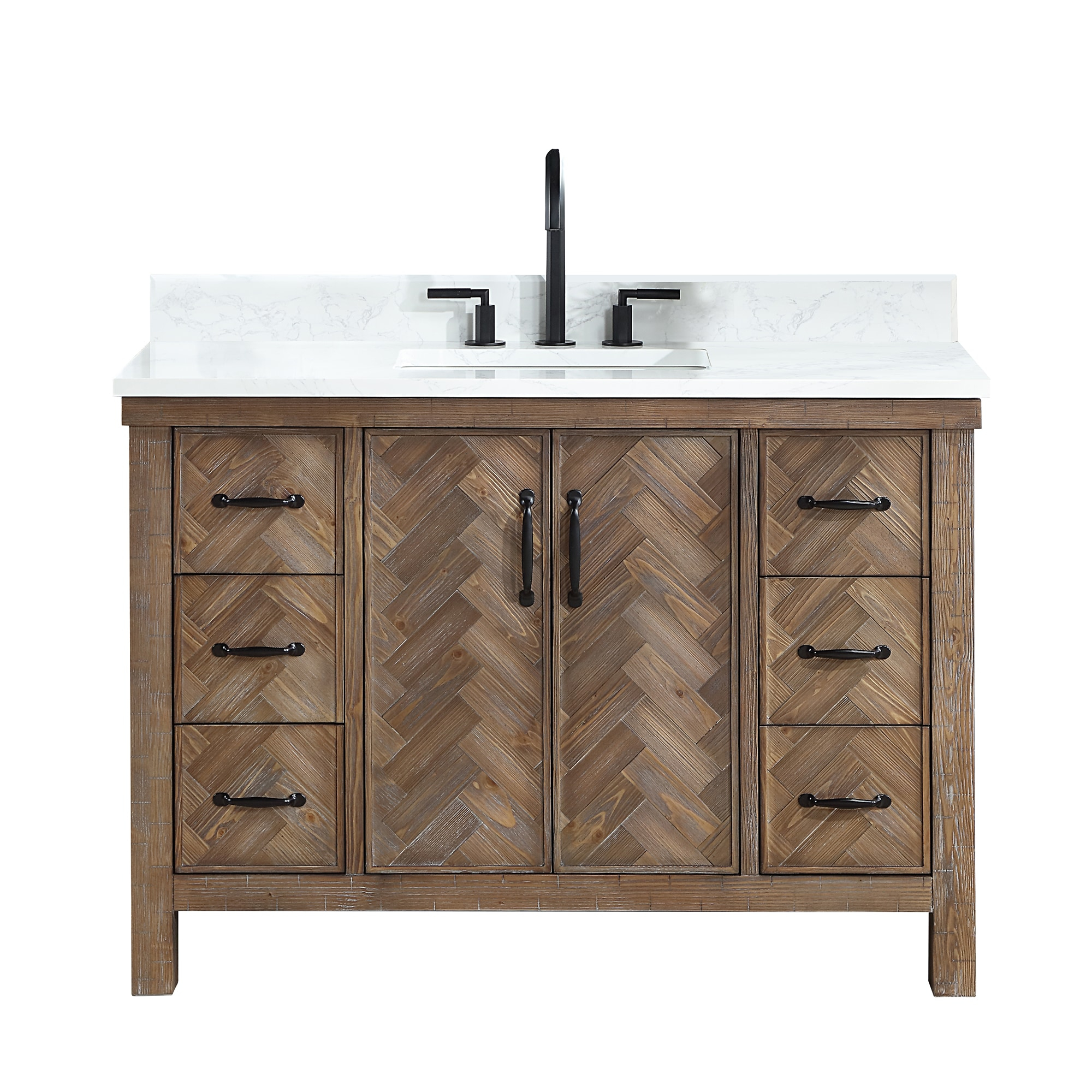 Javier 48" Bath Vanity in Spruce Antique Gray with White Grain Composite Stone