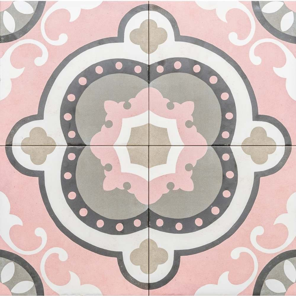 The Tile Life Art Deco Pink 8x8 Porcelain Floor and Wall Tile - 8x8 Sample