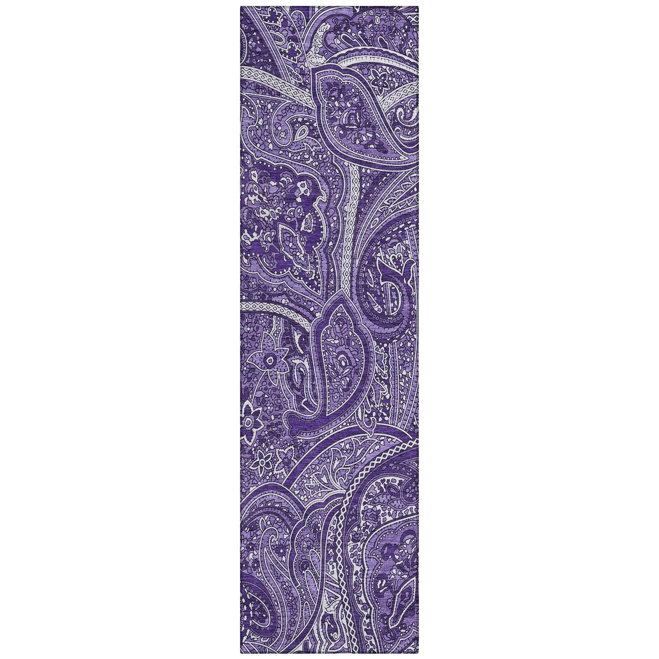 Addison Rugs Chantille ACN623 Purple 2'3" x 7'6" Indoor Outdoor Hallway Runner Rug, Stain Resistant Washable Kitchen Area Carpet for Bathroom, Laundry and Bedroom Rug