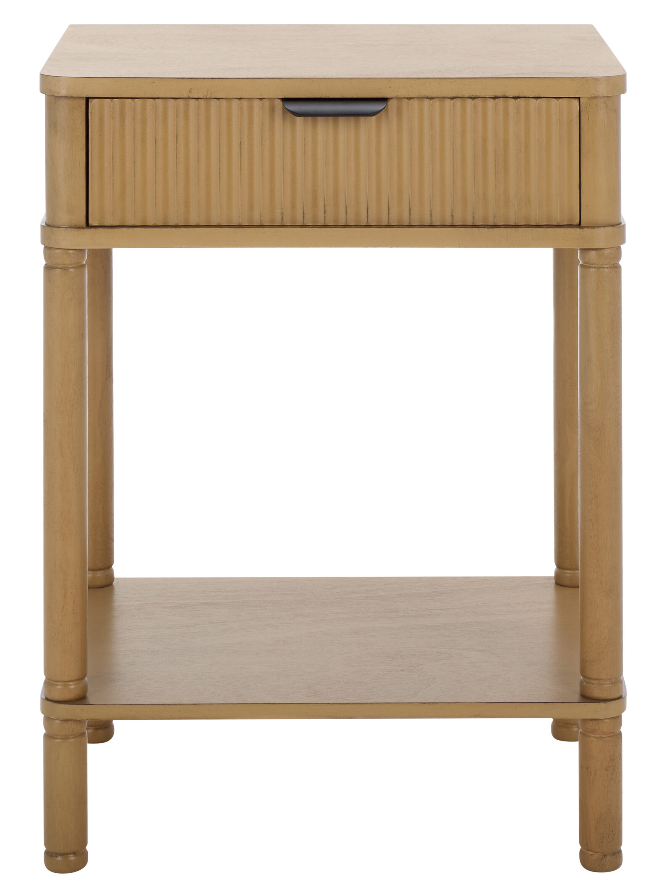 Brown Wood Rectangular End Table with Storage Drawer