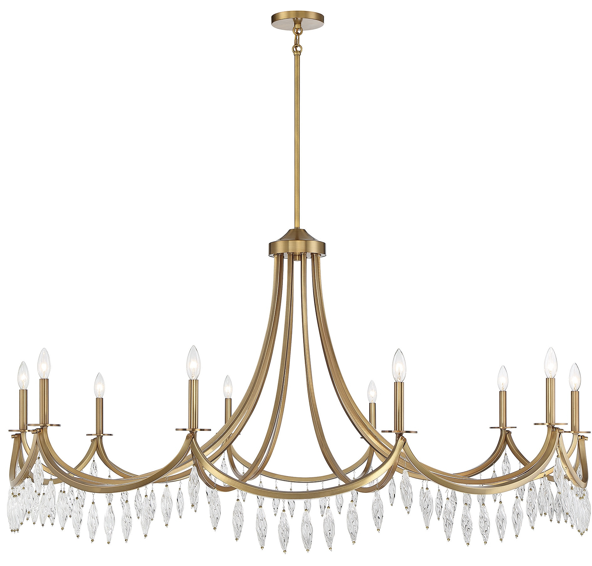 Vintage Glam Warm Brass Crystal 10-Light Chandelier