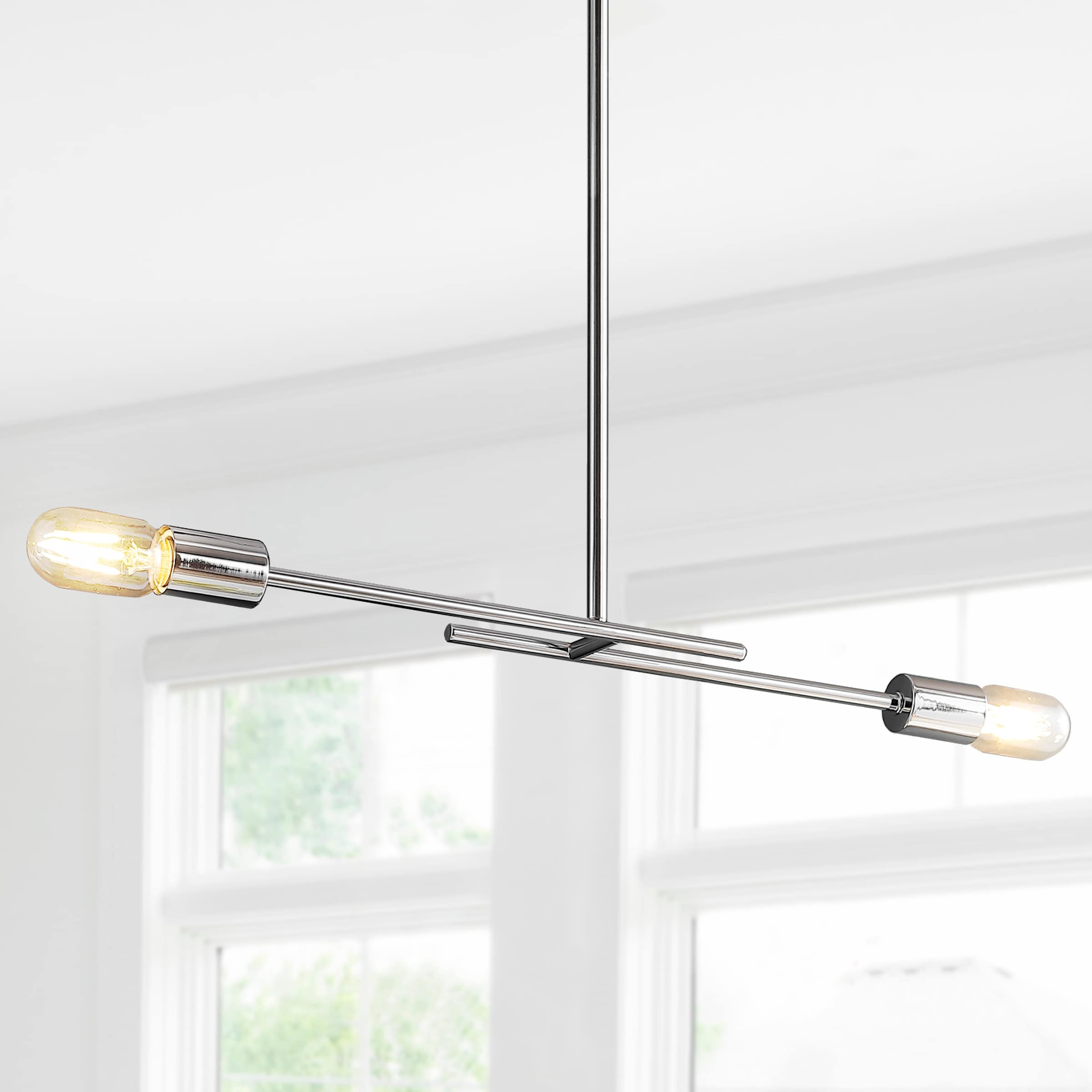 Turing 30.5" Adjustable Metal LED Linear Pendant, Chrome