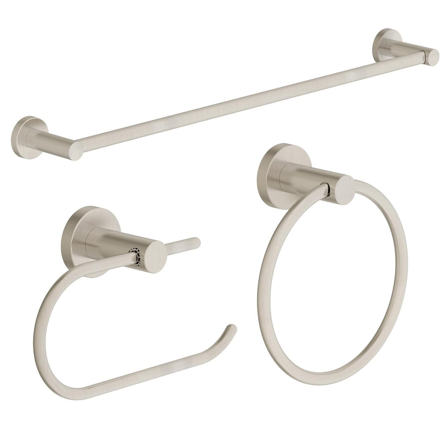 Symmons 35AC3BUNDLESTN Dia 3-Piece Wall-Mounted Bathroom Hardware Set in Satin Nickel