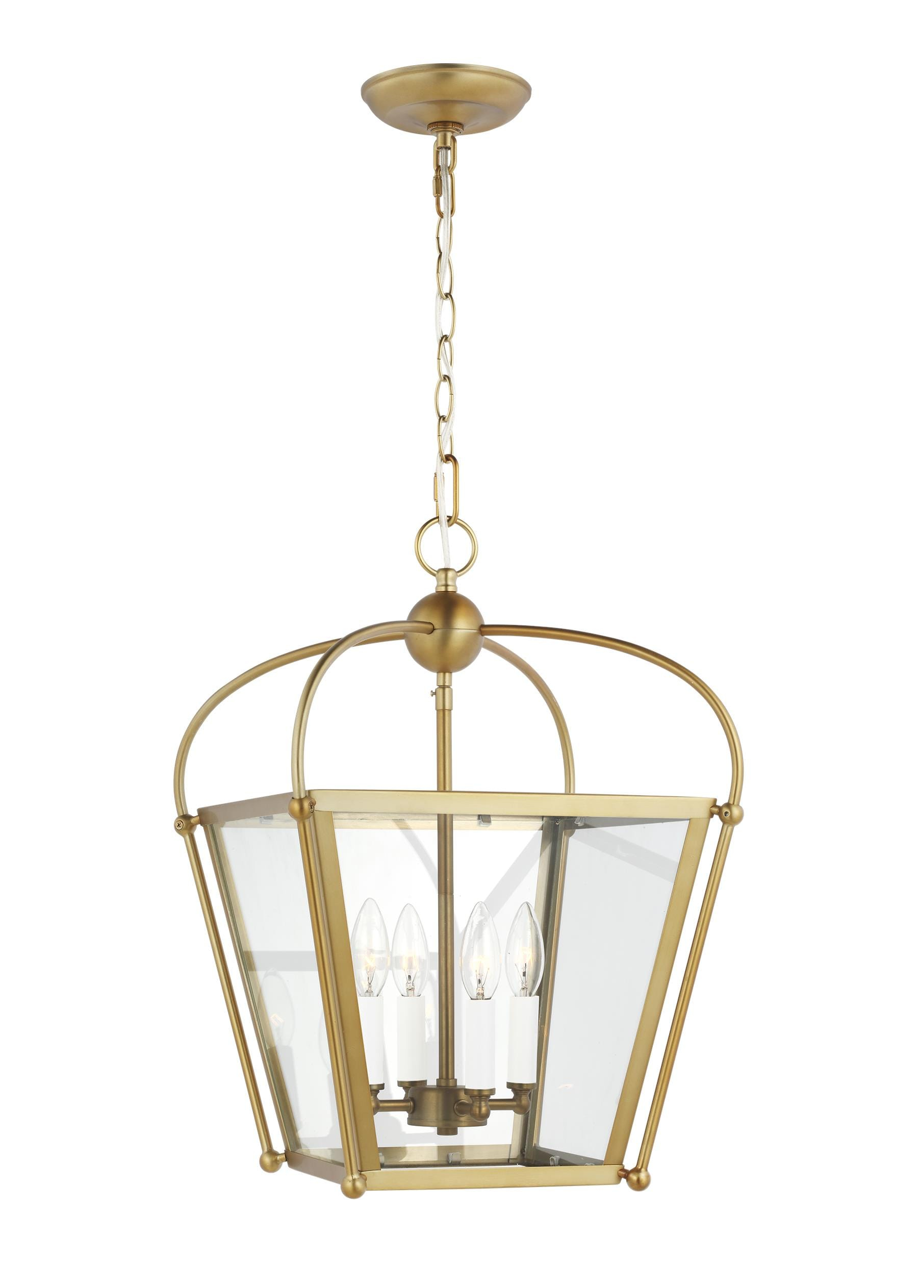 Charleston Small 4-Light Satin Brass Shaded Pendant Light