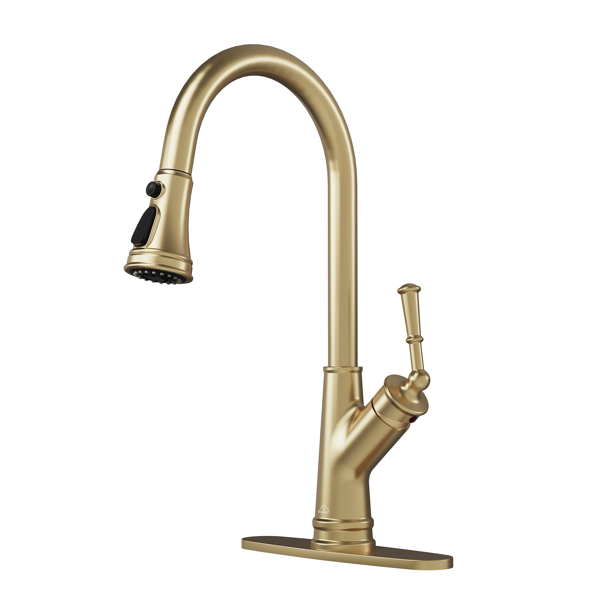 Brushed Gold Single Handle Pull-Out Kitchen Faucet with Sprayer