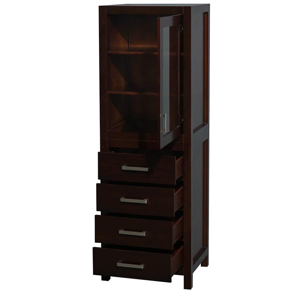 Wyndham Collection Sheffield Solid Wood Freestanding Linen Cabinet