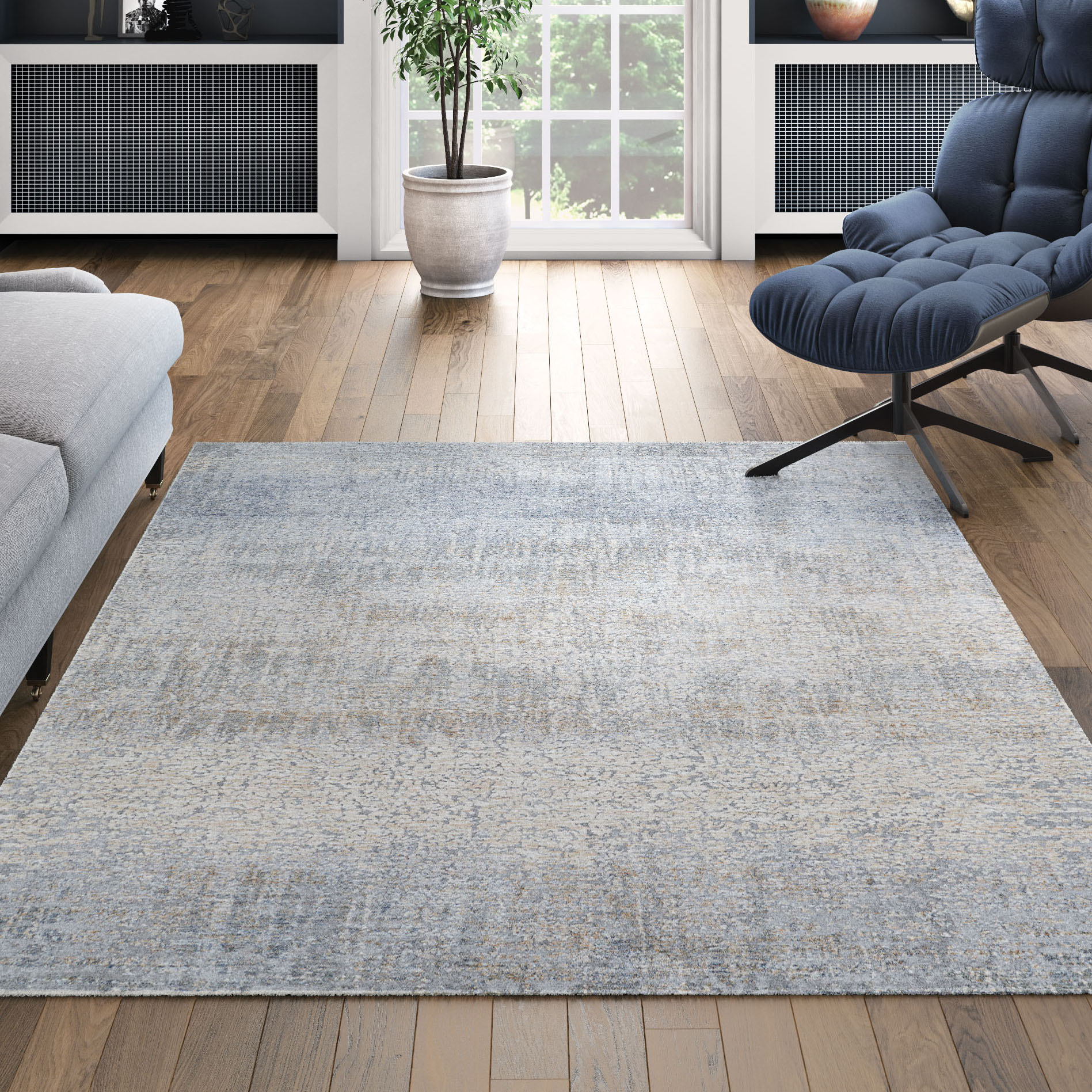 Couristan Couture Aquarelle Area Rug, 5'3" x 7'6", Pewter-Mode Beige