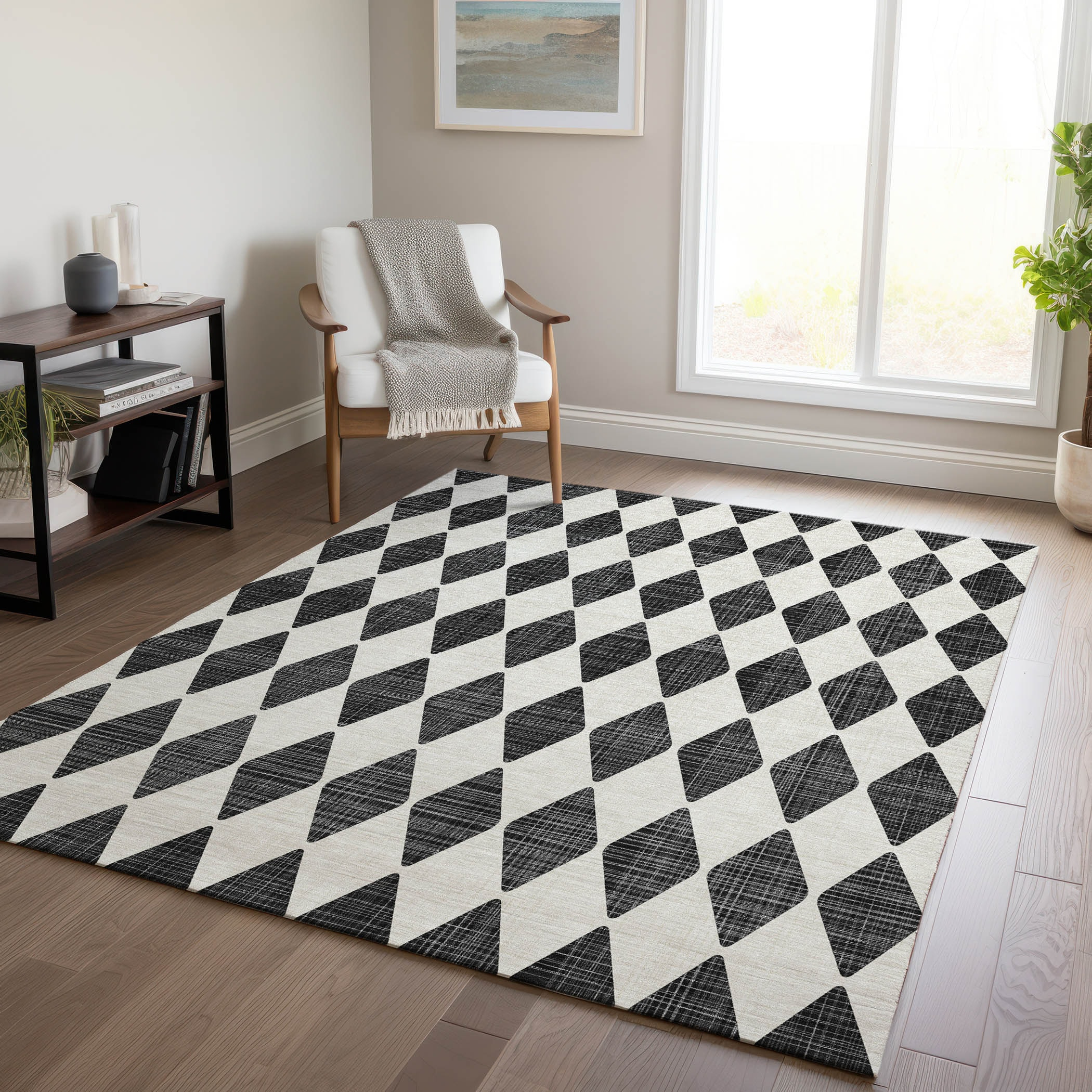 Addison Rugs Chantille ACN578 Black 3' x 5' Indoor Outdoor Area Rug, Easy Clean, Machine Washable, Non Shedding, Bedroom, Living Room, Dining Room, Kitchen, Patio Rug