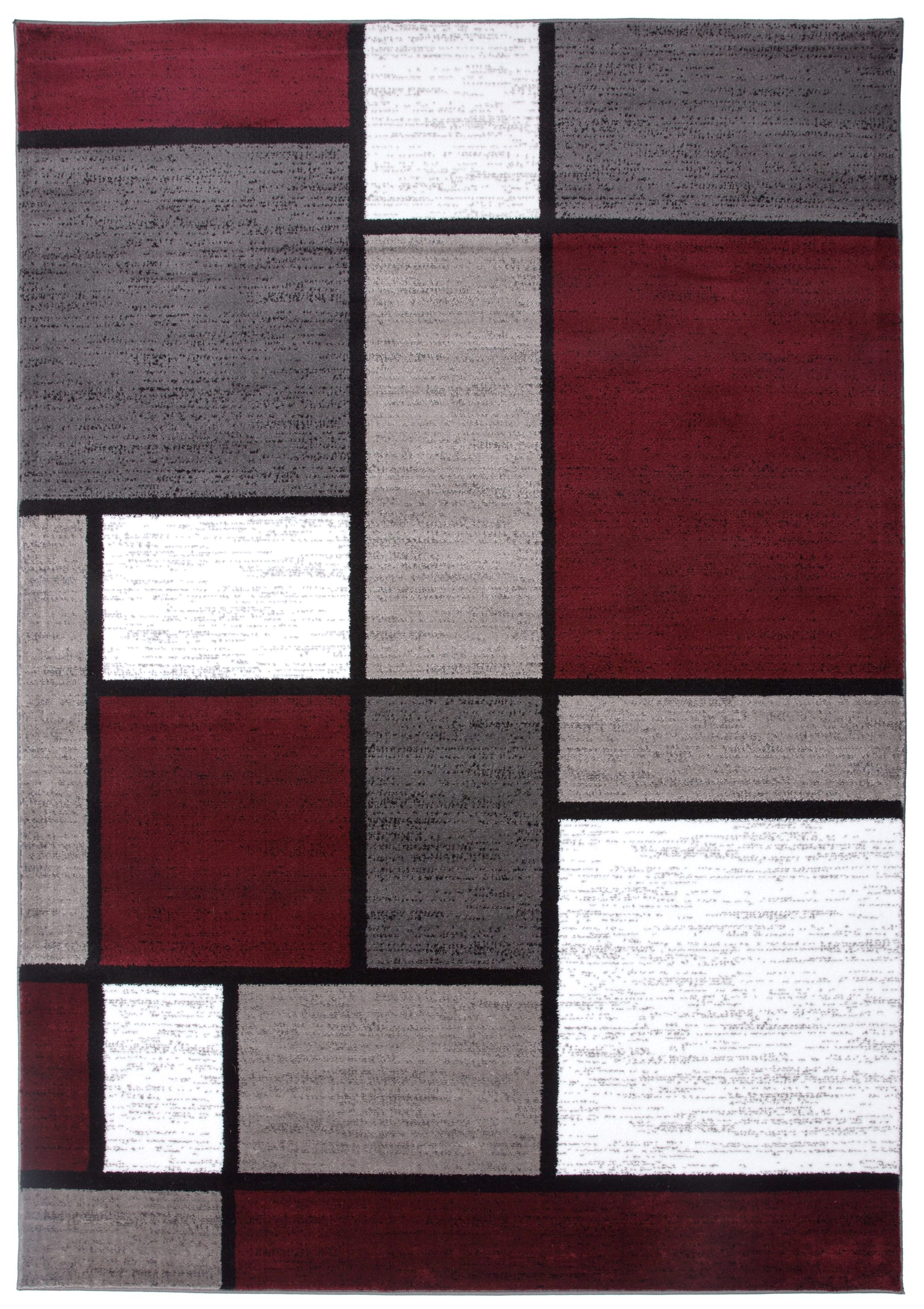 Rugshop Contemporary Modern Boxes Area Rug 5' 3" X 7' 3" Red