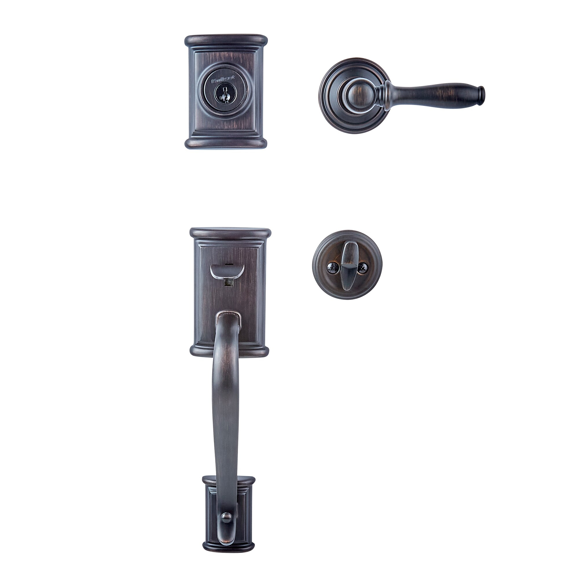 Kwikset Signature Series Ashfield Venetian Bronze Single-Cylinder Deadbolt Keyed entry door handleset with Ashfield Lever and SmartKey