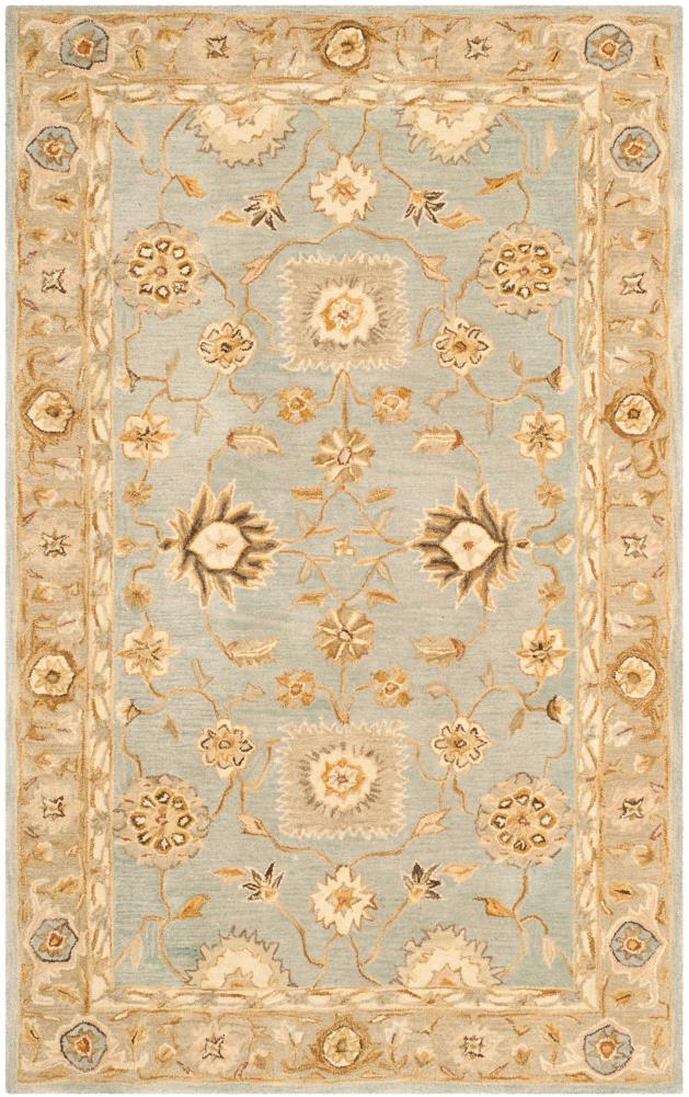SAFAVIEH Anatolia Sherman Floral Wool Area Rug, Light Blue/Sage, 6' x 9'