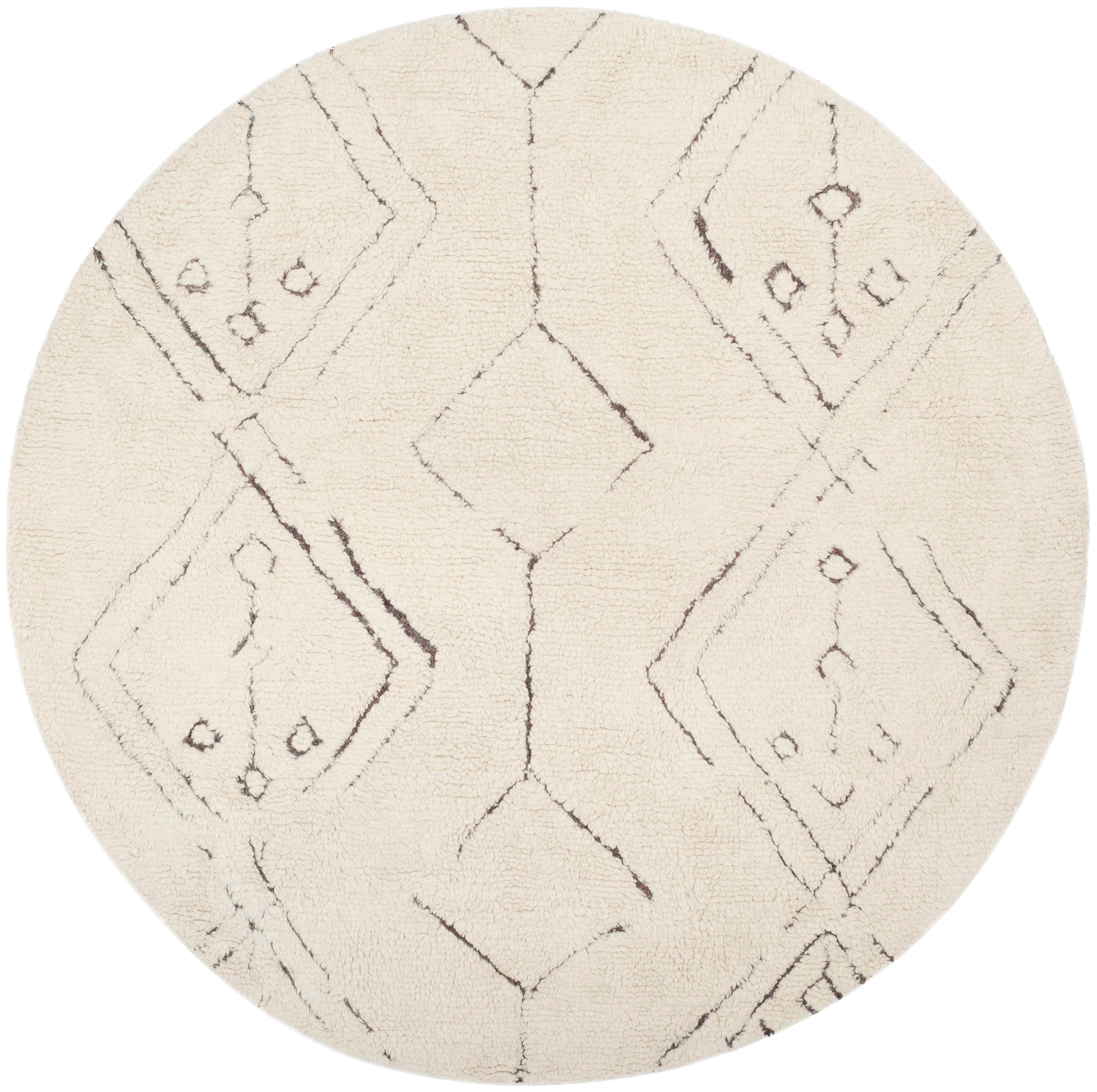 SAFAVIEH Casablanca Willow Geometric Shag Area Rug, Ivory/Multi, 6' x 6' Round