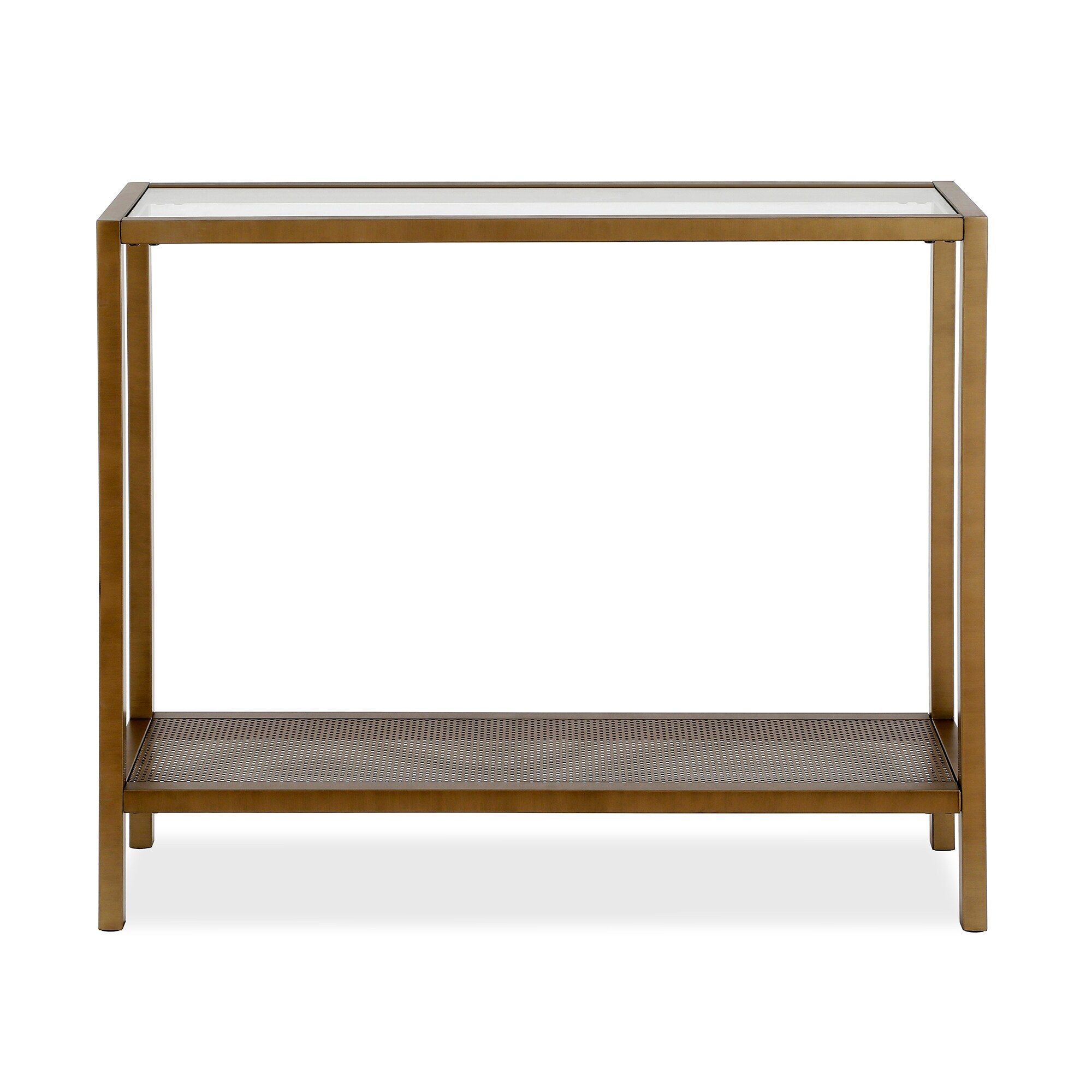 Evelyn&Zoe Rigan 36" Wide Rectangular Console Table, Brass