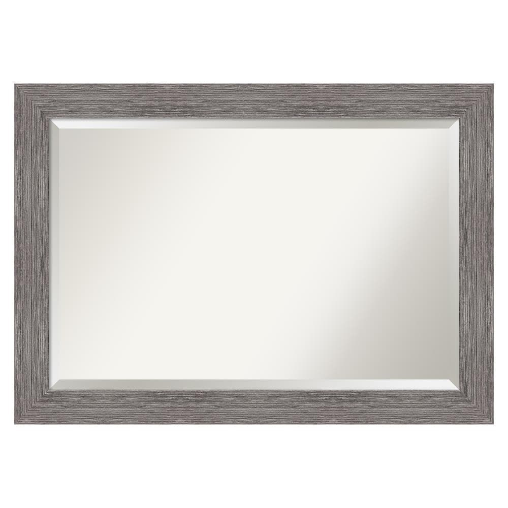 Pinstripe Plank Grey Rectangular Vanity Wall Mirror 42"x30"