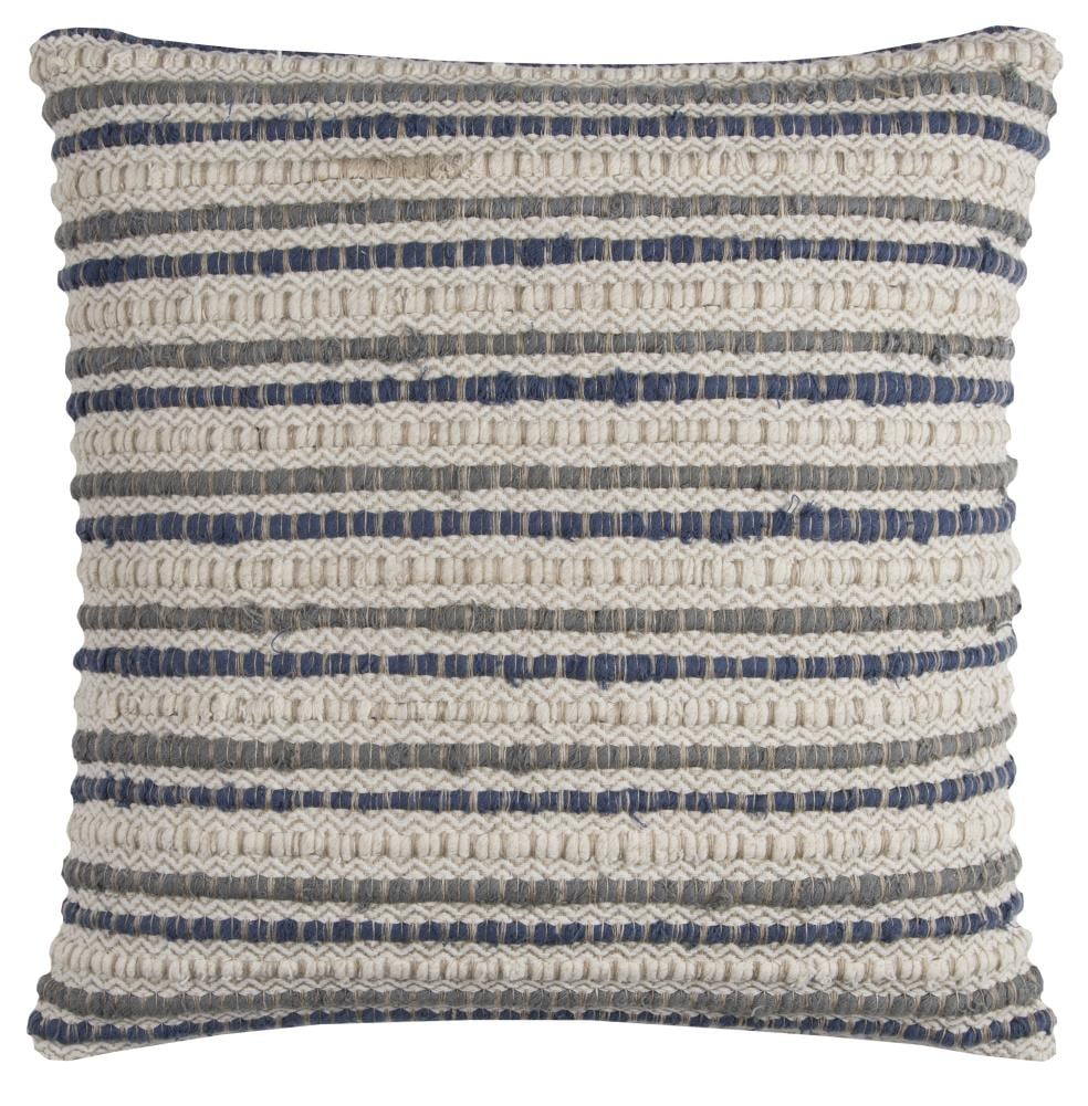 Rizzy Home Throw Pillow T11561 Traditional Natural Channel Woven 20" x 20" Square, Poly Filled