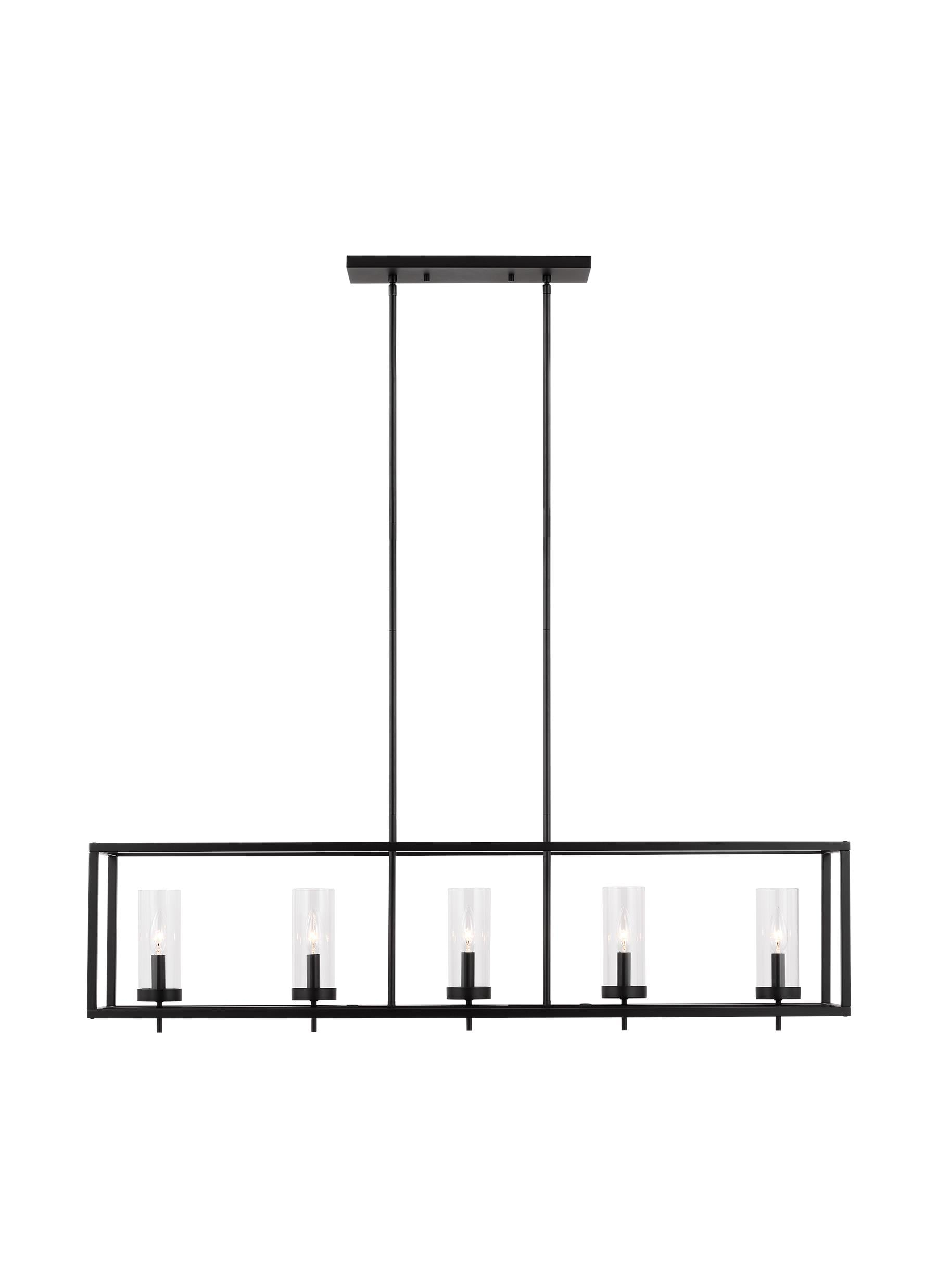 Midnight Black Modern 5-Light Island Pendant with Clear Glass