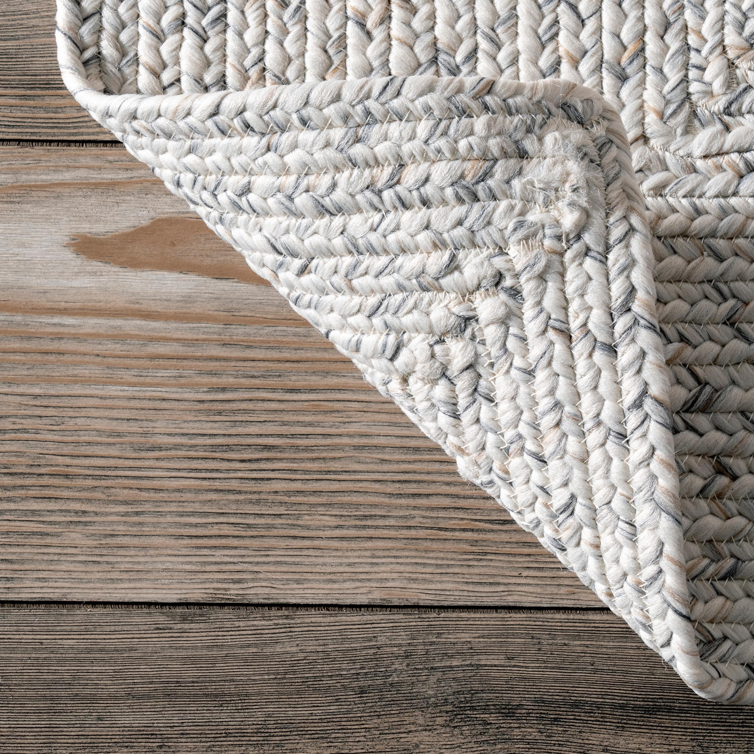 nuLOOM 2' x 14' Solid Hand Braided Indoor/Outdoor Area Rug, Pet-Friendly, High Traffic, Weather Resistant, for Patio, Balcony, Bedroom, Living, Dining Room, Wynn Ivory