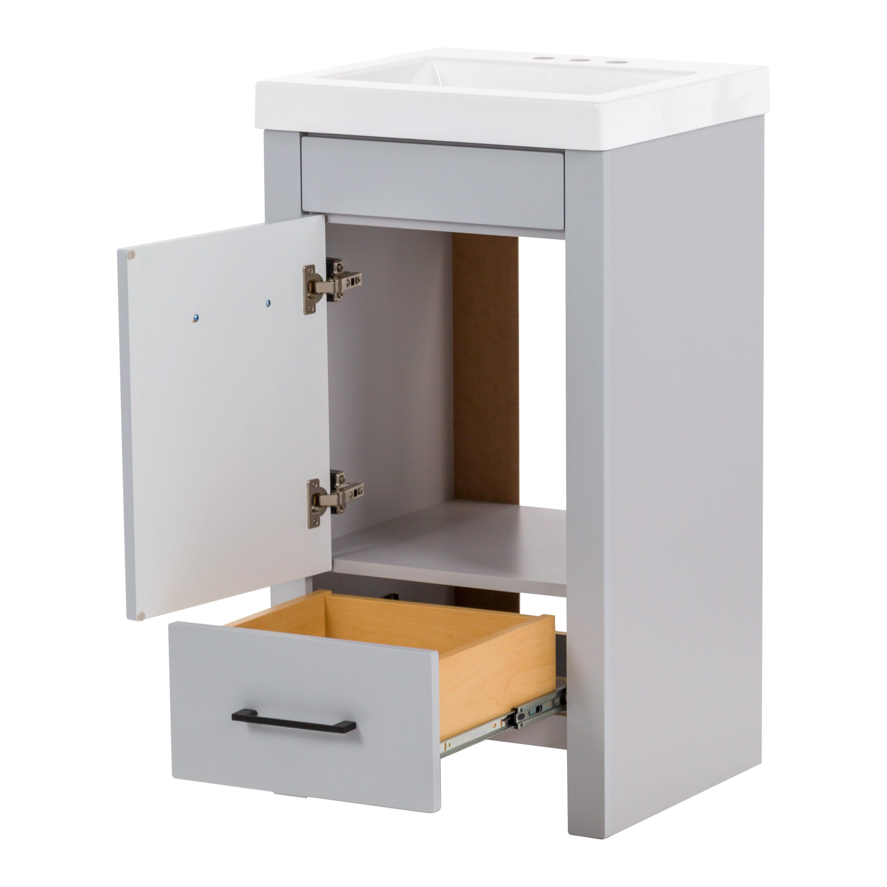 Diamond NOW Winnie 18-in Pearl Gray Single sink Bathroom Vanity with White Cultured marble Top
