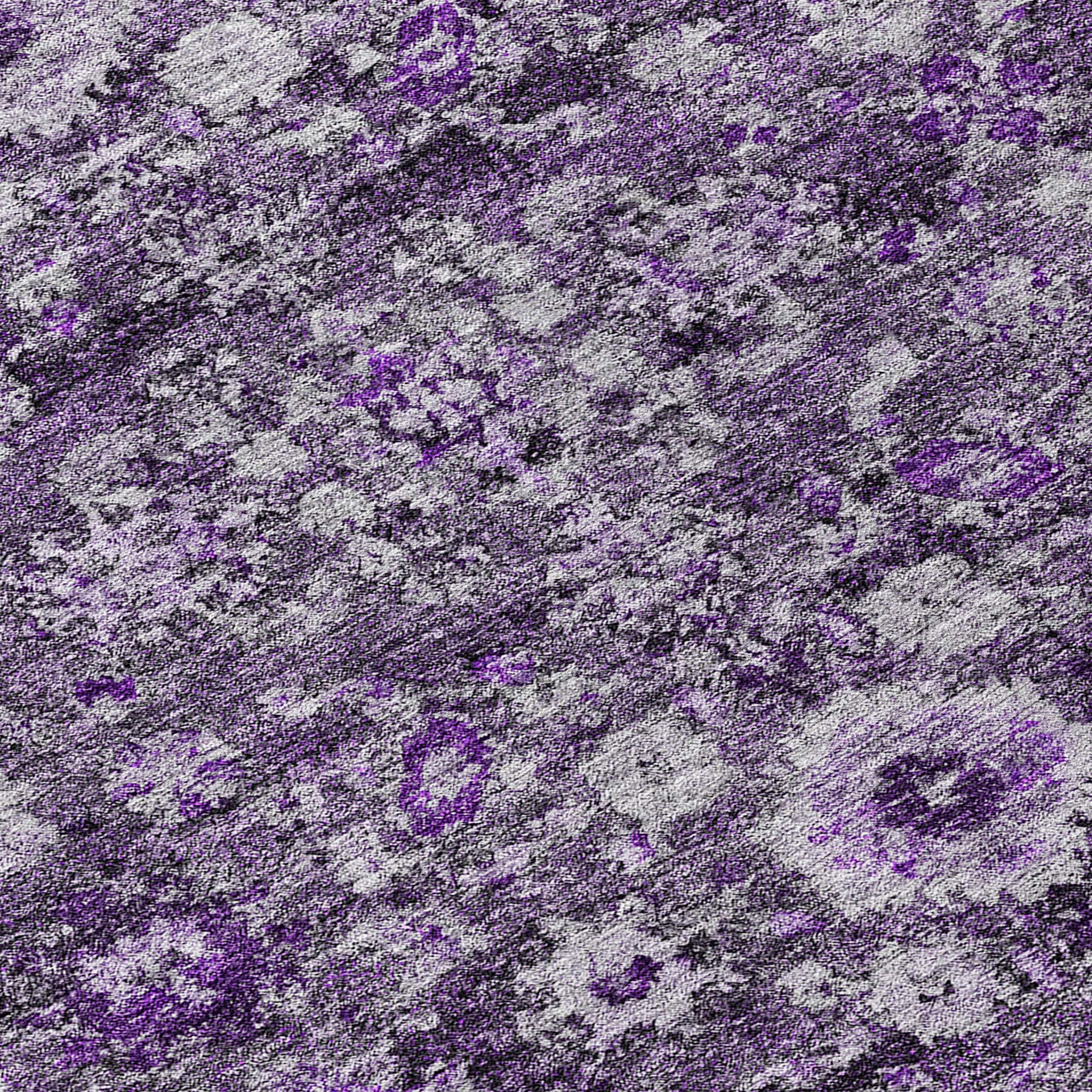 Purple Rectangular Machine-Washable Synthetic Area Rug