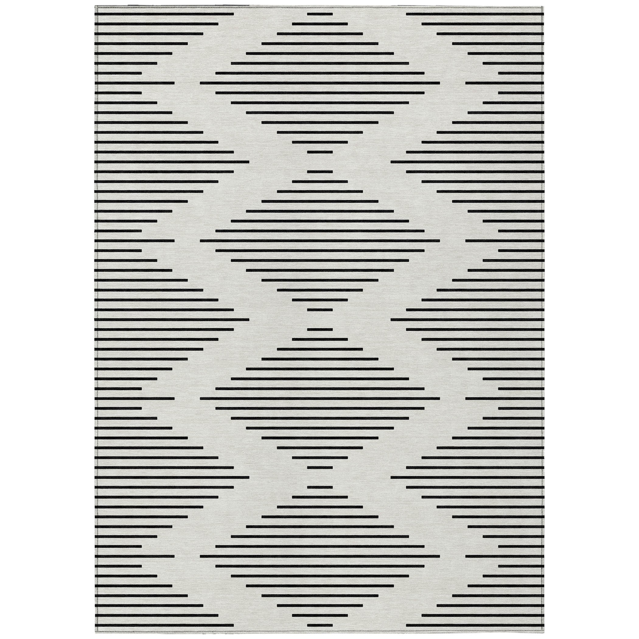Addison Rugs Chantille Indoor/Outdoor Transitional Geometric Ivory Washable Rectangle Rug, 3' x 5'