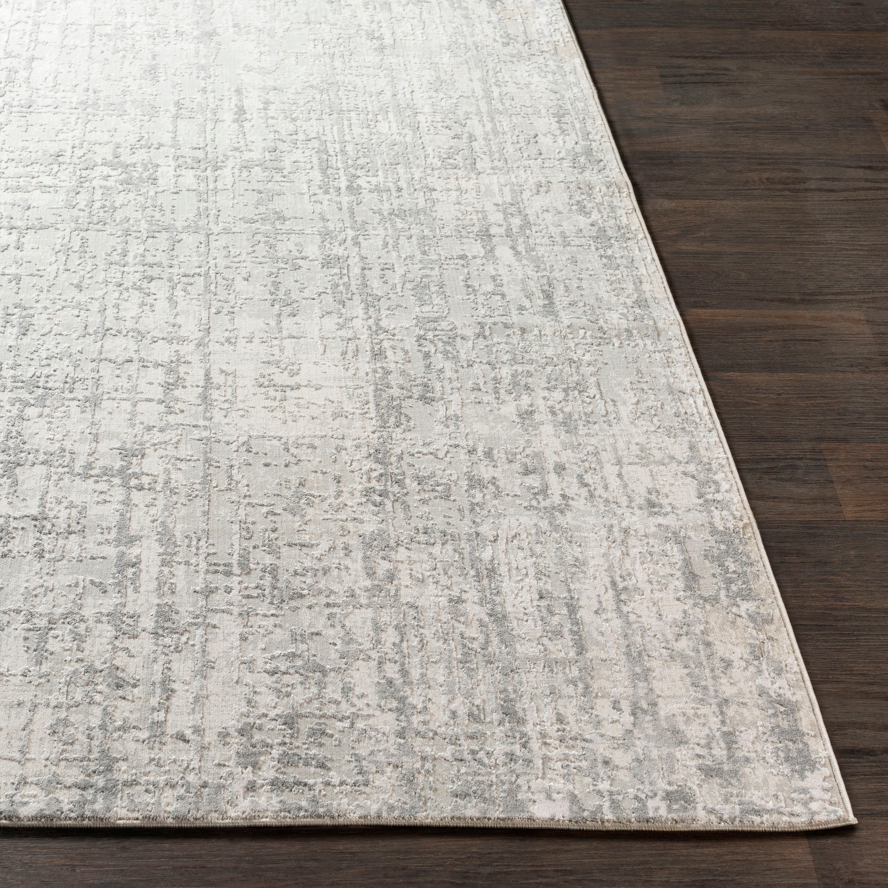 Reversible Rectangular 5' x 7' Gray and White Wool-Blend Rug