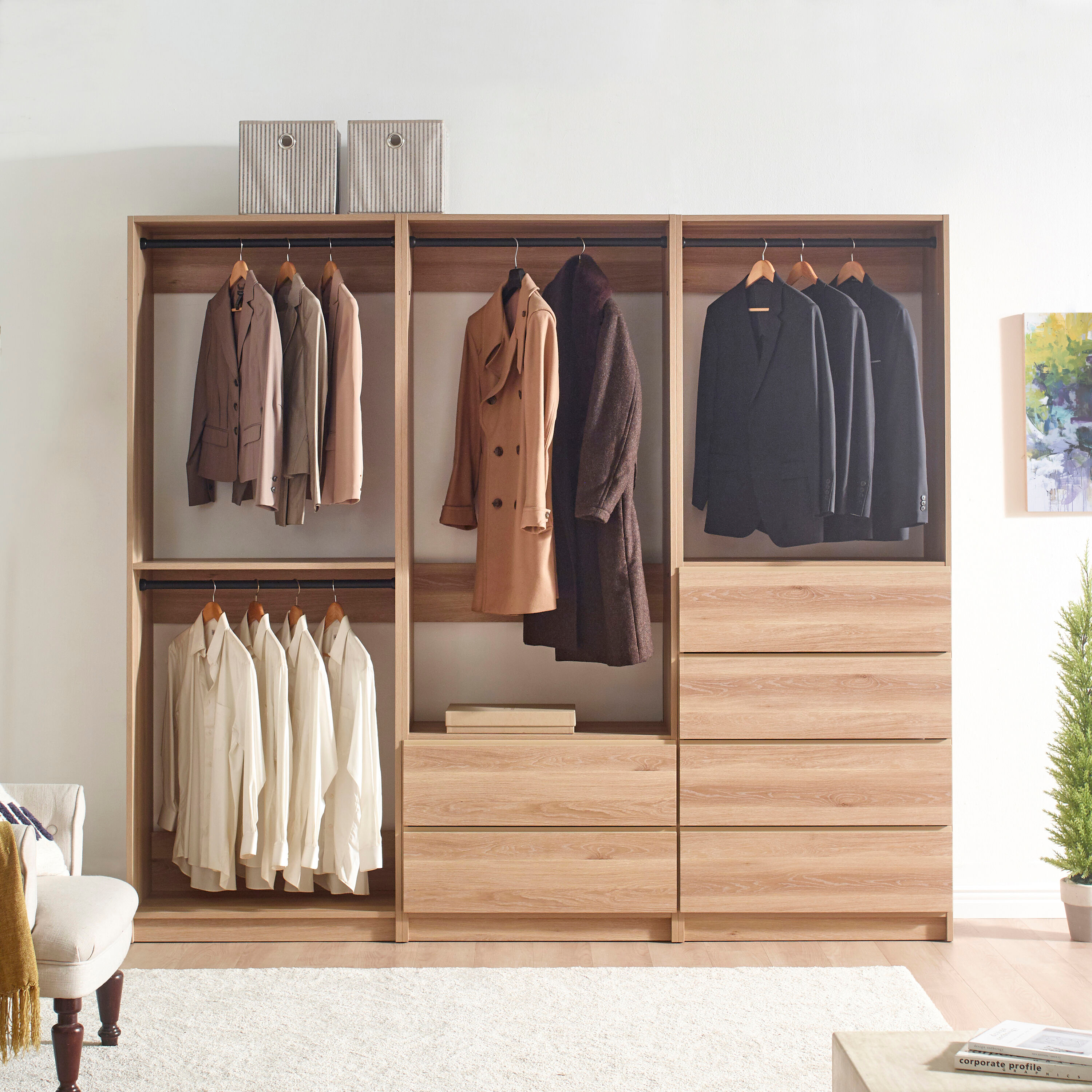 Klair Living Prosper Freestanding Walk in Wood Closet System in Oak