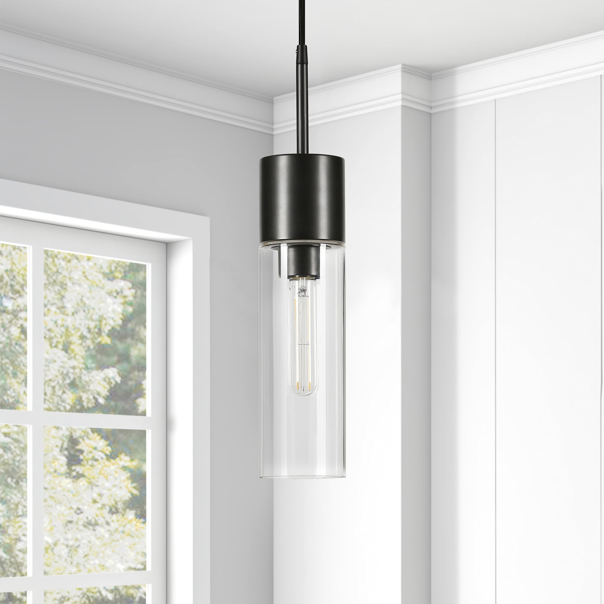 Evelyn&Zoe Industrial Clear Glass Pendant
